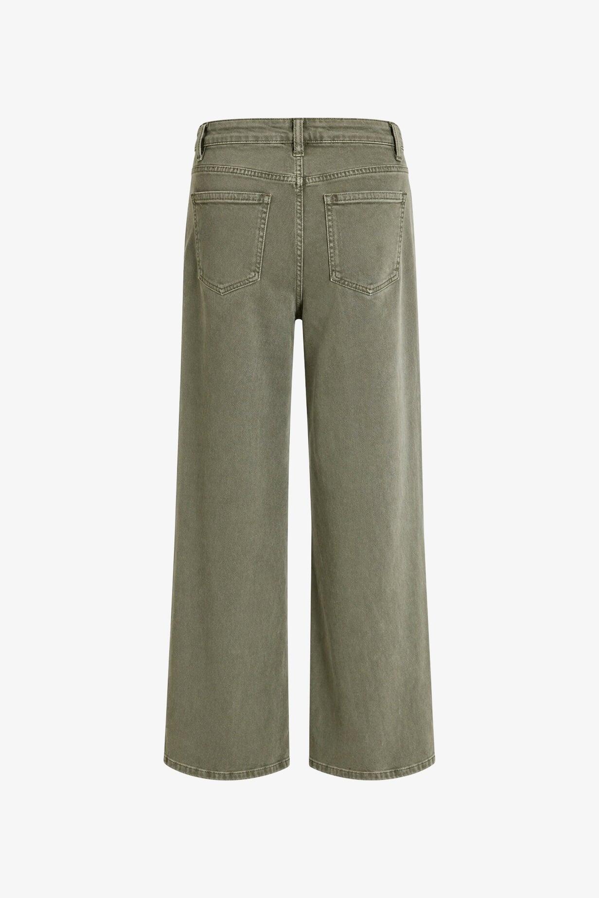 Pantaloni Esercito wide leg denim verde donna 2/3