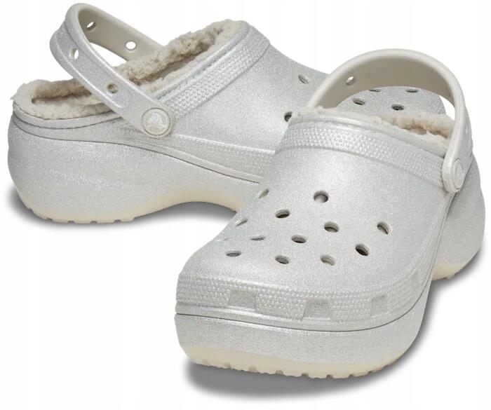 Chodaki Dla Dorosłych Crocs Classic Platform Glitter Lined Clog 2/6