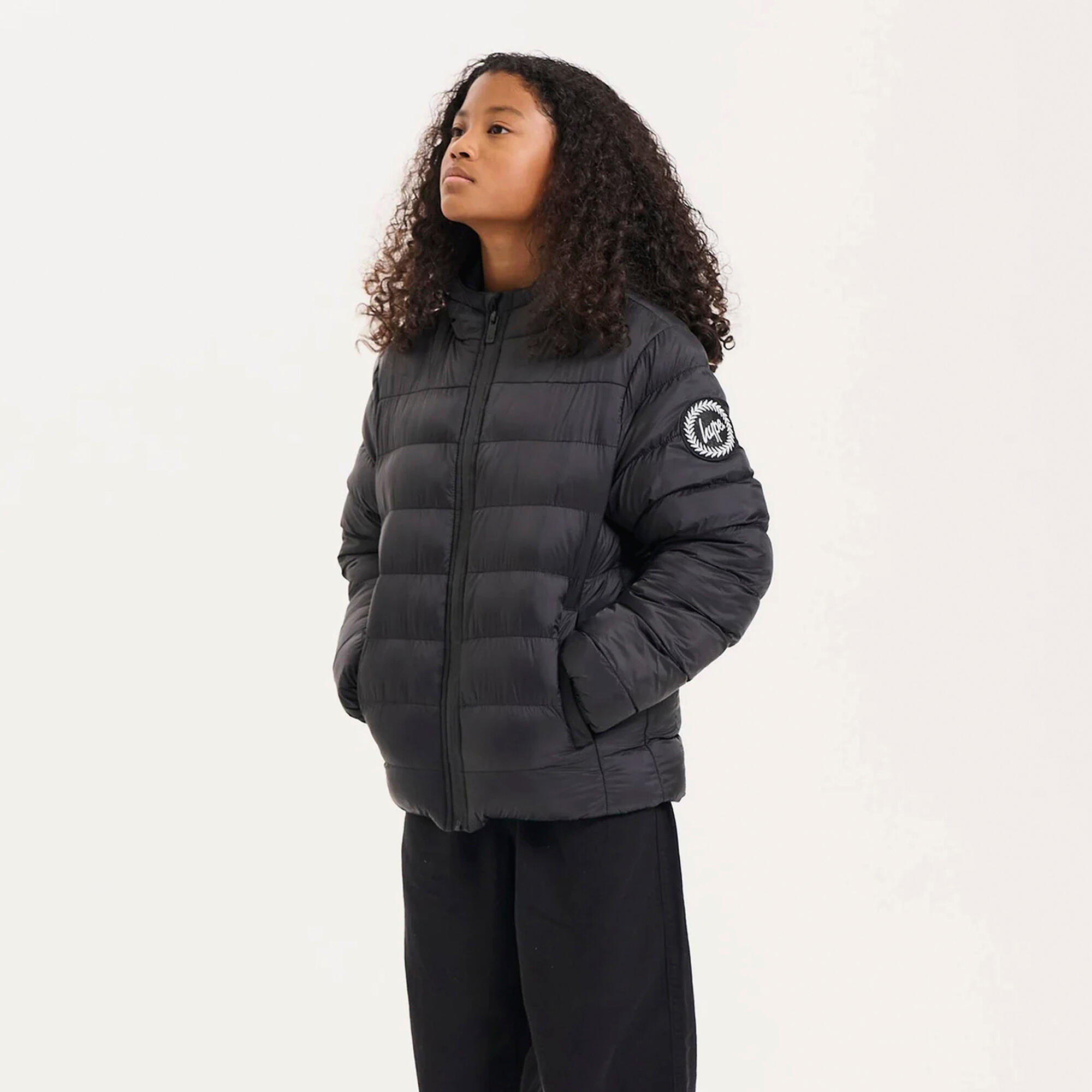 HYPE - Doudoune enfant noire capuche chaude matelassée coat 4/5