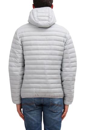 Jas - sportkleding - Heren - donsjasje met capuchon en logo - lichtgrijs