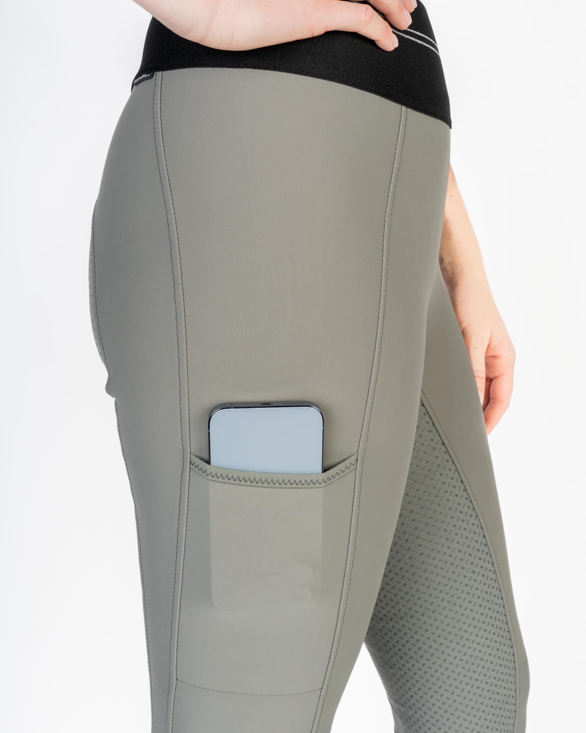 Reitleggings Damen Gia Athleisure Vollgrip grau 5/6