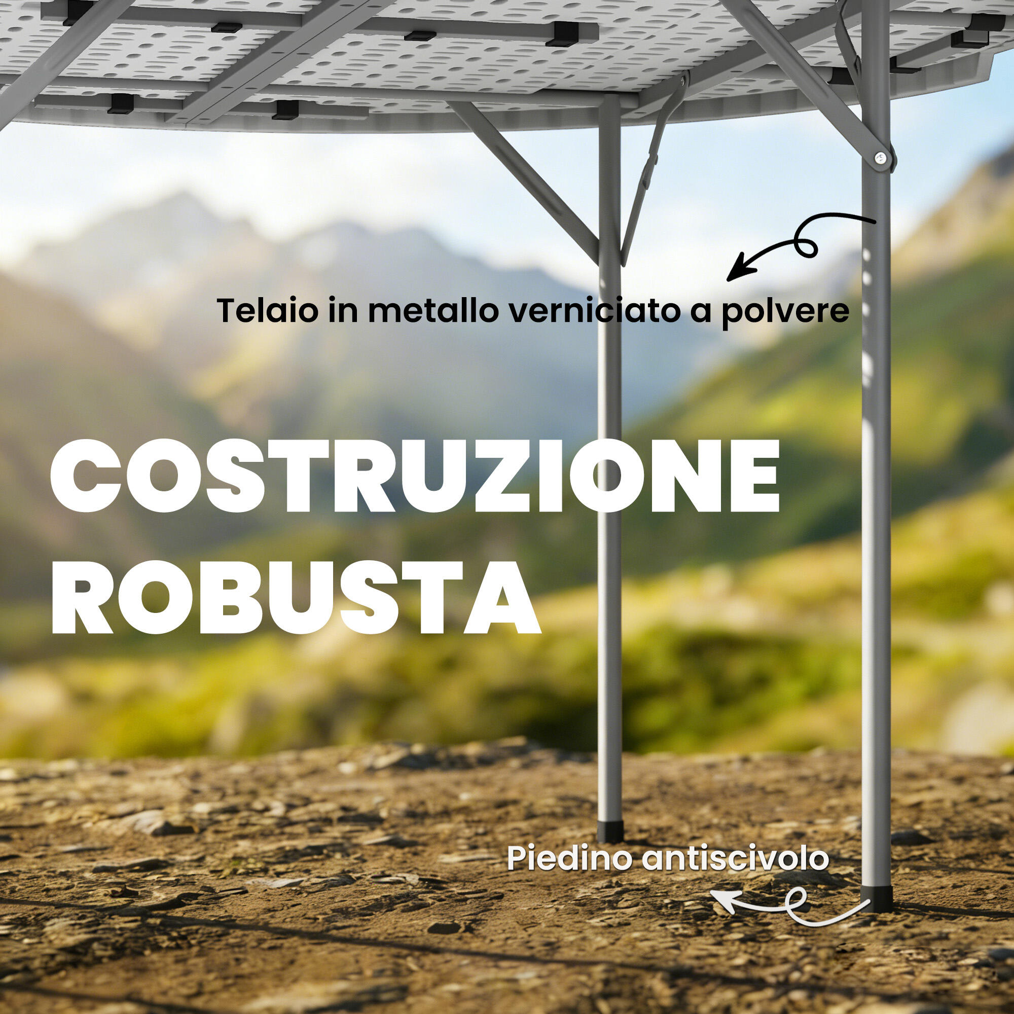 Outsunny Tavolo da Picnic Pieghevole da Esterno in Metallo, Bianco 4/7