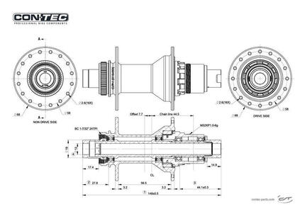 CONTEC kaseta piasty tylnej Core CL 32L 142 mm