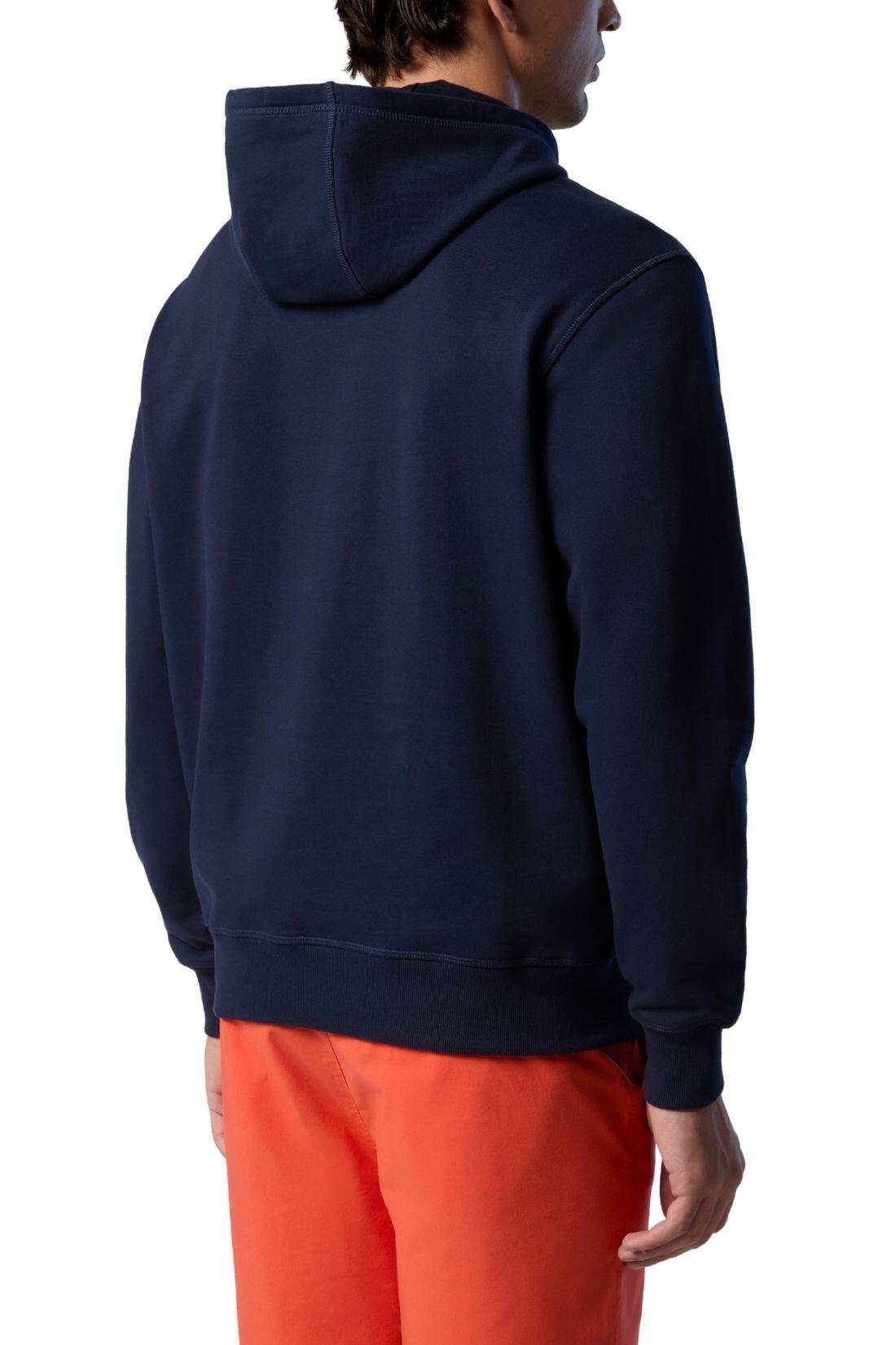 Herren - sportswear - hoodie - regular fit, baumwollfleece, logo - blau 3/3