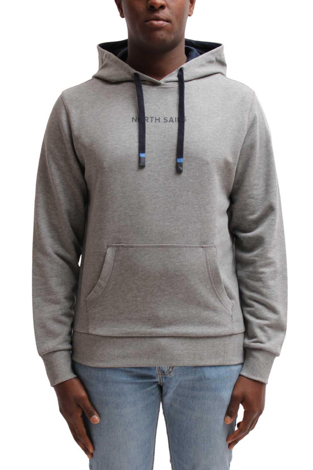 Felpa uomo con cappuccio e logo 3/4