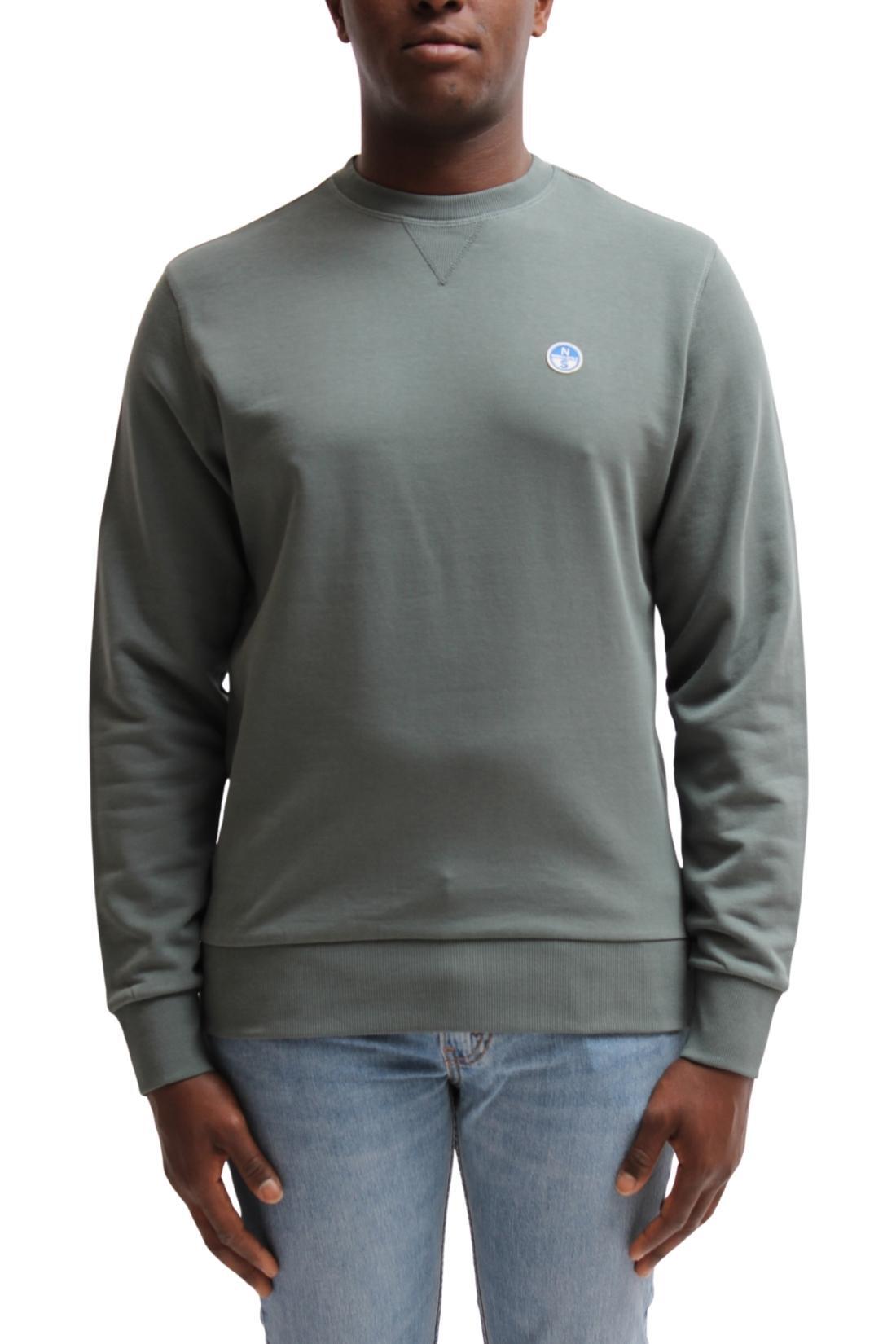 Herren - sportswear - sweatshirt - regular fit, mit logo - salbeigrün 3/4