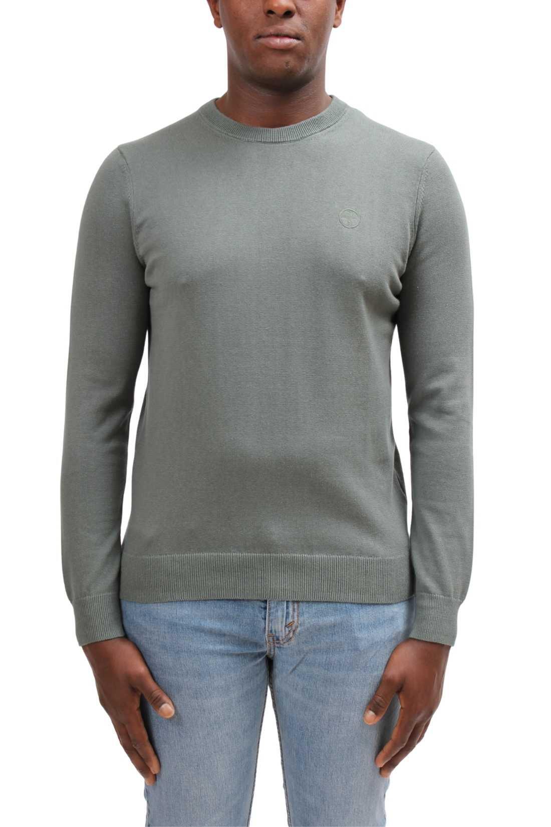 Pull - casual - Homme - Slim fit, 100% coton - pullover - vert sauge 3/4