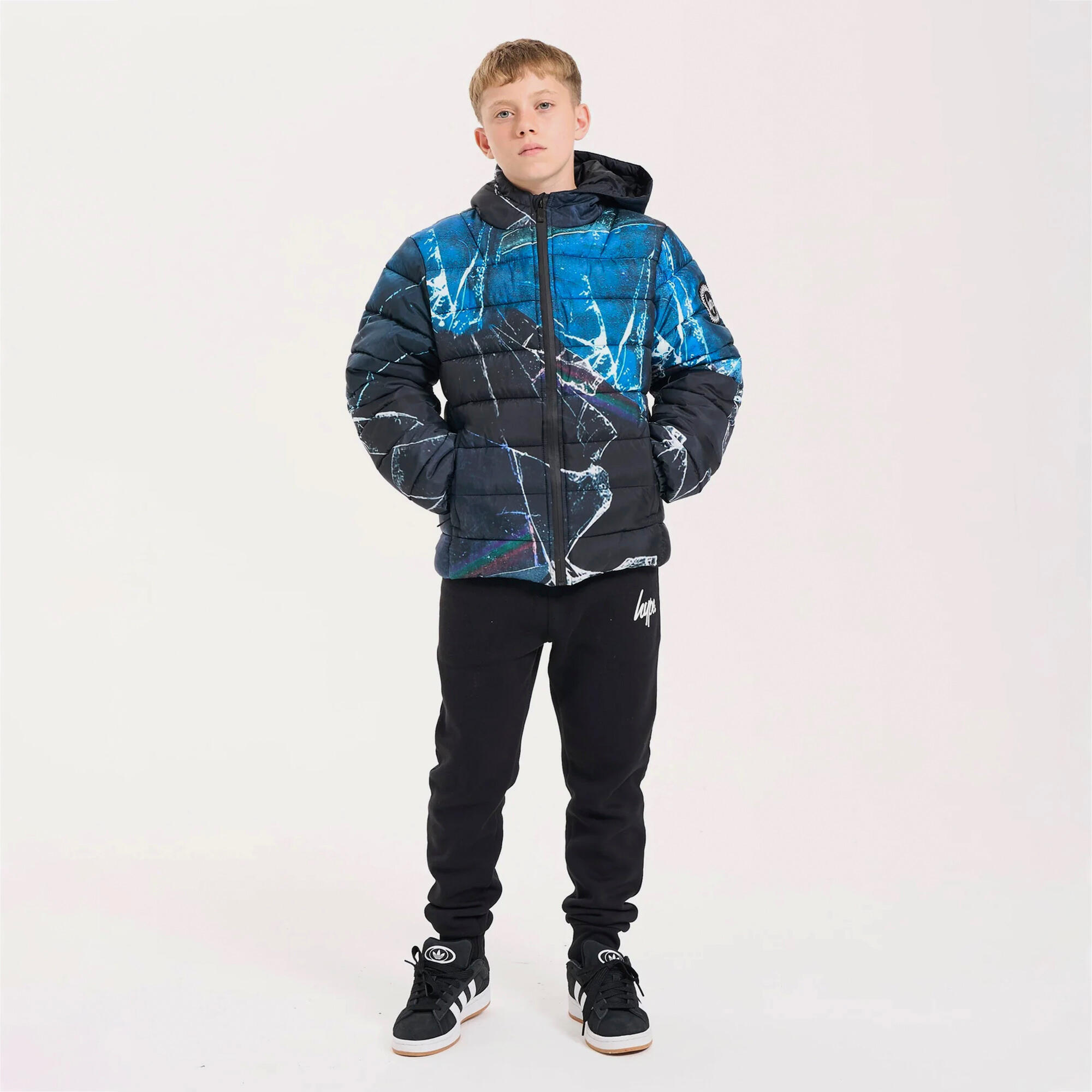 HYPE - Doudoune garçon noir bleu capuche matelassée chaude manteau hiver 5/5