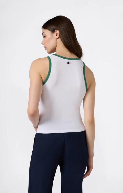 Champion Canotta ringer donna con grafica Top senza maniche in cotone Bianco XS 2/2