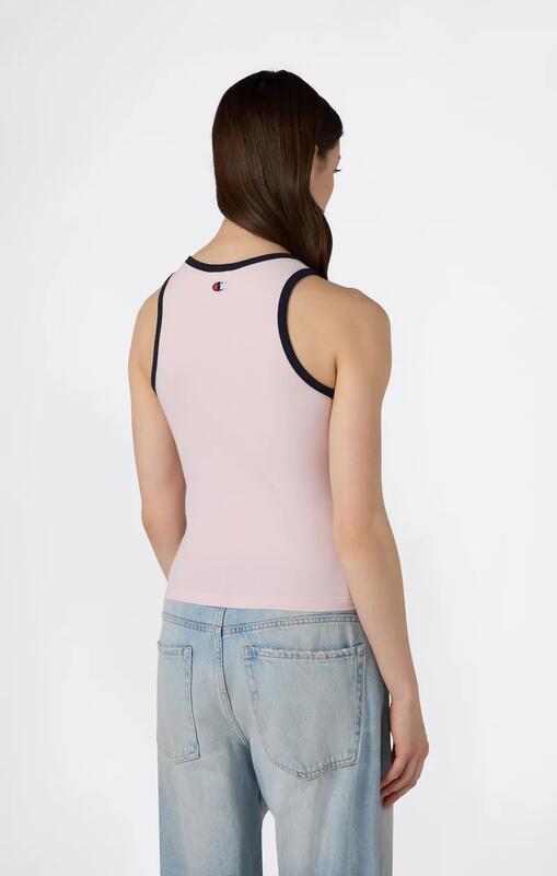 Champion Canotta ringer donna con grafica Top senza maniche in cotone Rosa XS 2/2