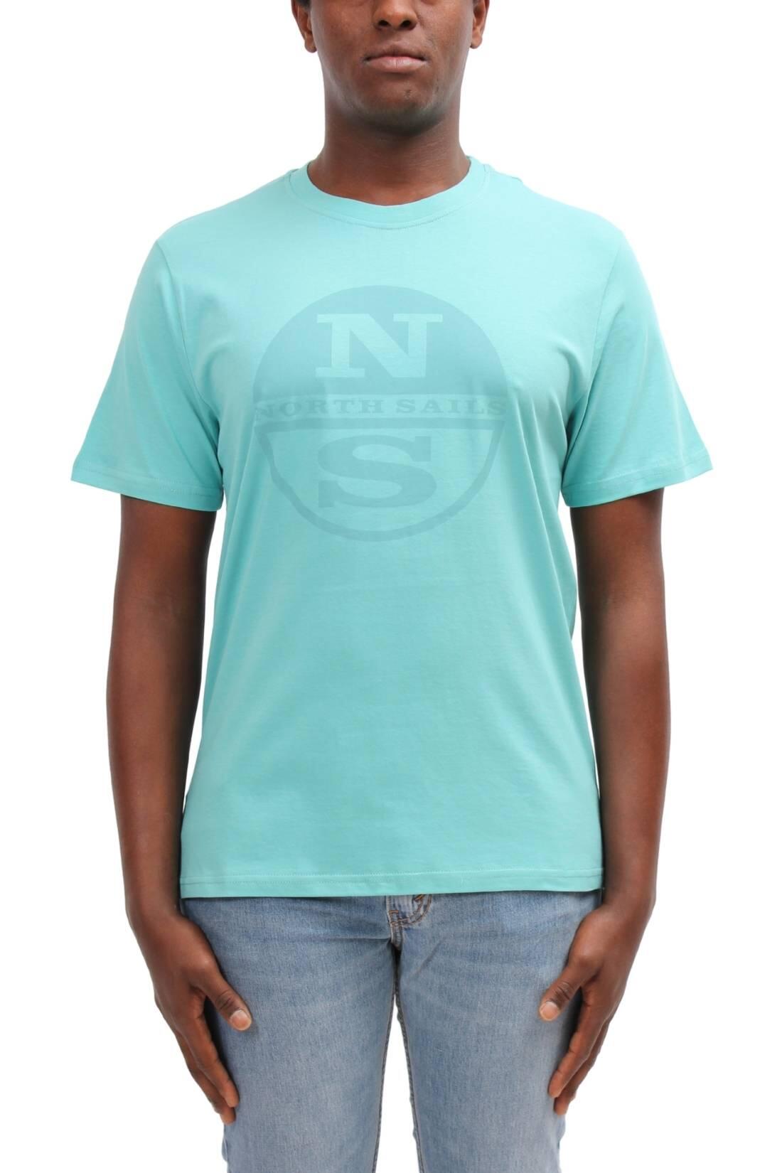 Herren - Sportswear - T-shirt - Regular fit, Logo-print - light blue 3/4