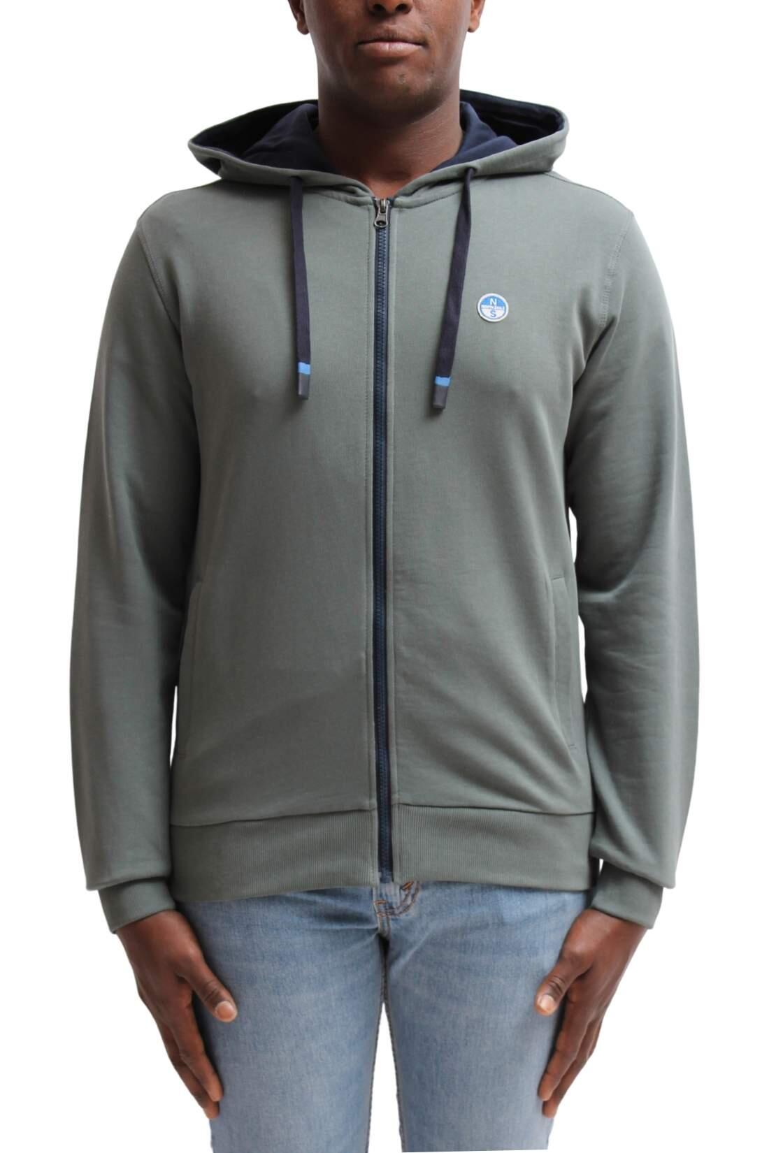 Felpa uomocappuccio e zip 3/4