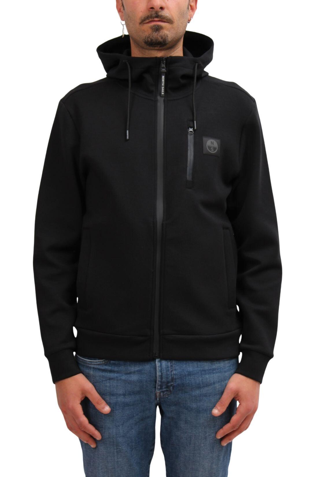 Sweatshirt met rits - Sportswear - Heren - Regular fit - Logo patch - Zwart 4/5
