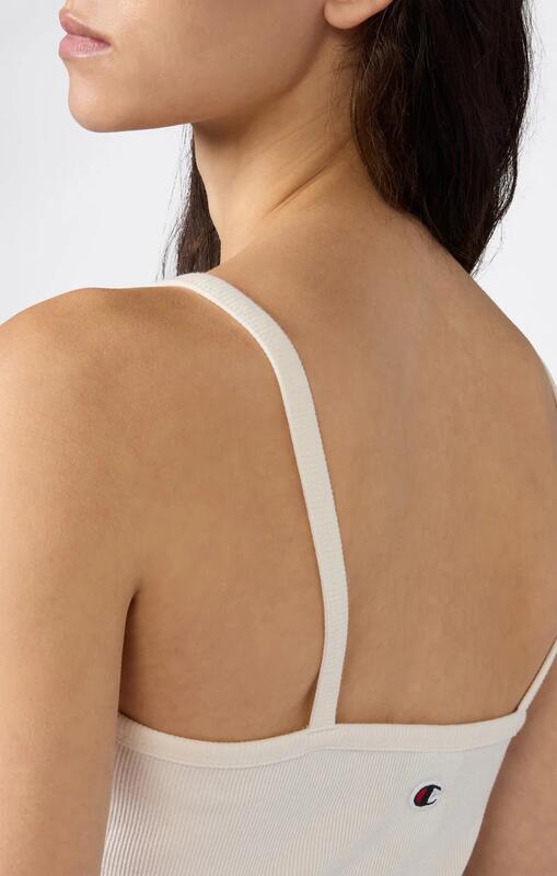 Canotta Donna Icons a Costina Stretch Panna Vestibilità Fitted Logo Ricamato XS 3/3