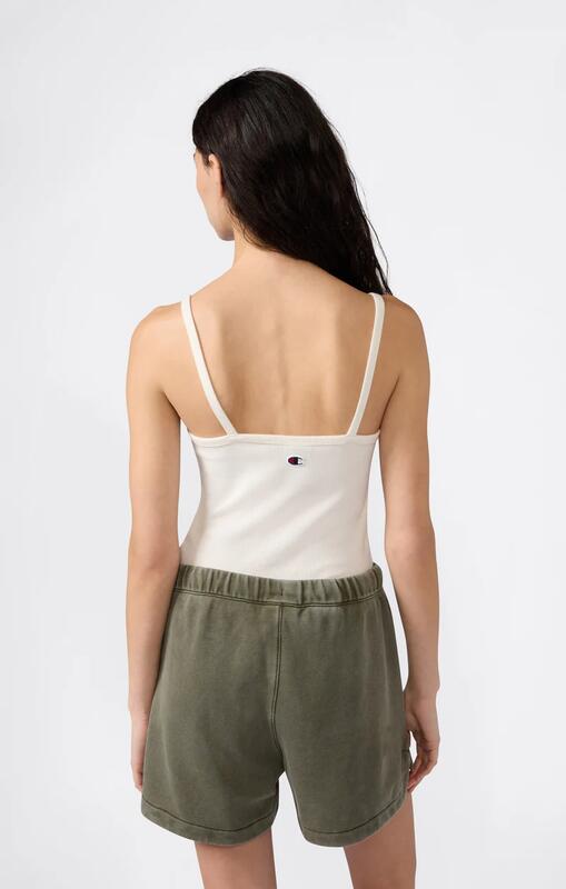 Canotta Donna Icons a Costina Stretch Panna Vestibilità Fitted Logo Ricamato XS 2/3
