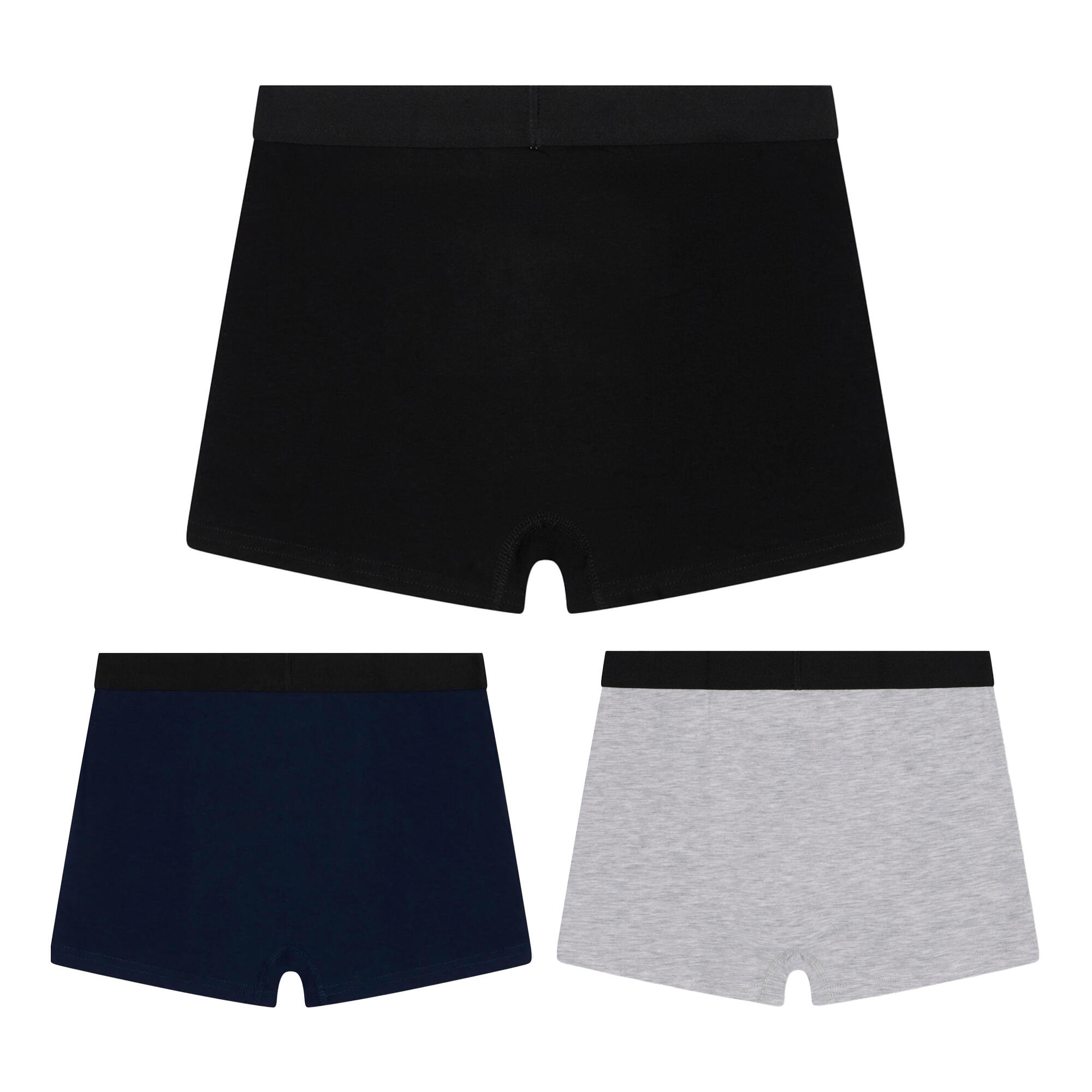 HYPE - 3 Boxers Garçon Noir Gris Bleu Marine Sous-vêtements Doux Respirants 2/5