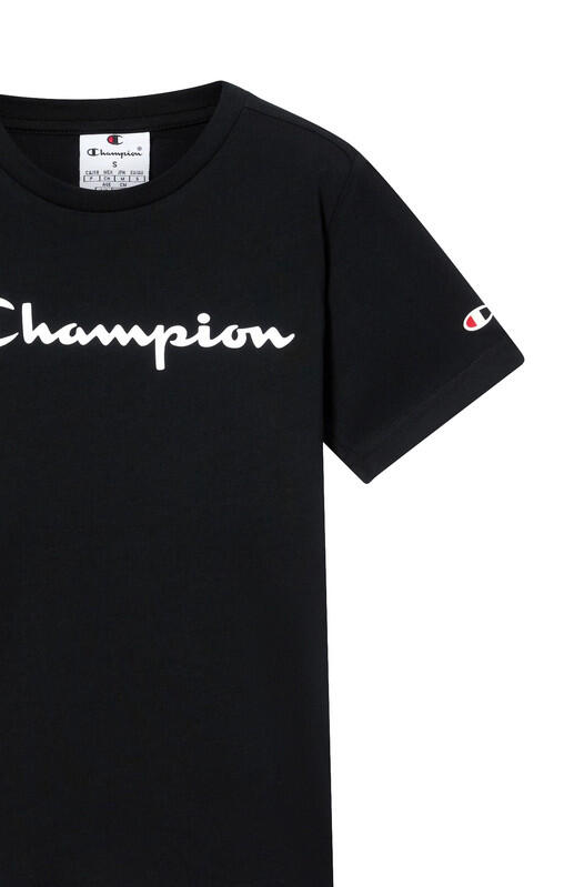 Champion Script Shop - Maglietta a Maniche Corte da Ragazzo, Nero 8A 2/3