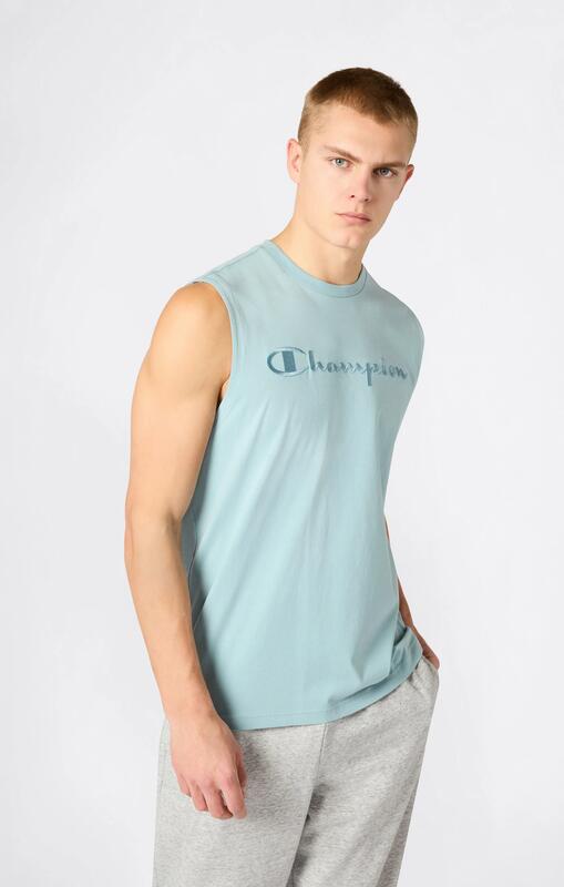 Champion T-shirt smanicata uomo Champion Icons in cotone – Relax Fit, Azzurro L 3/3
