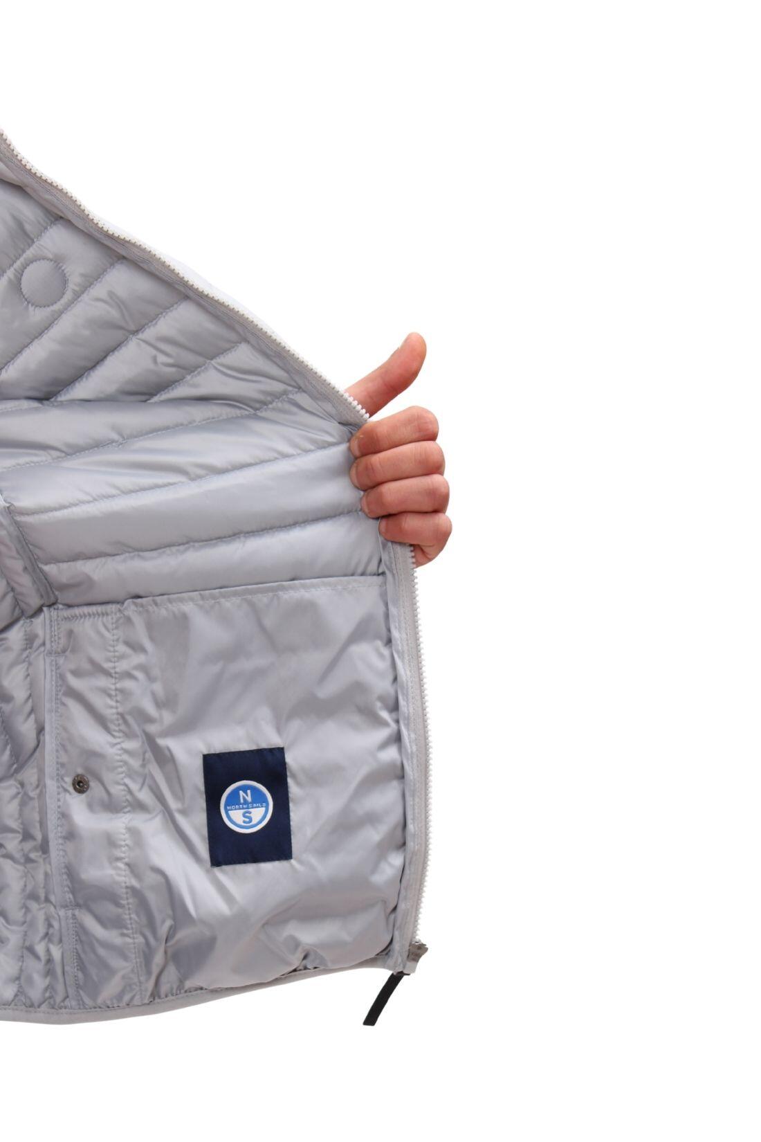 Jas - sportkleding - Heren - donsjasje met capuchon en logo - lichtgrijs 3/5
