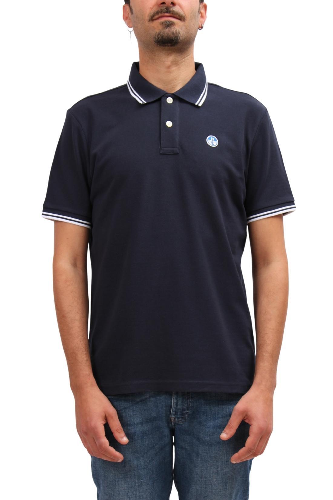Polo - Sportswear - Homme - Manches courtes, col boutonné - Bleu 4/5