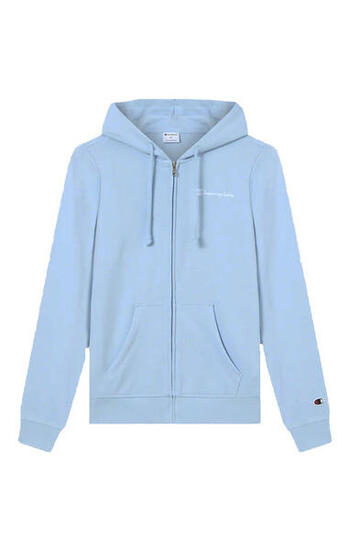 Champion Felpa Donna Slim Fit C Cappuccio e Zip Icons Azzurra Tasche Logo C XS