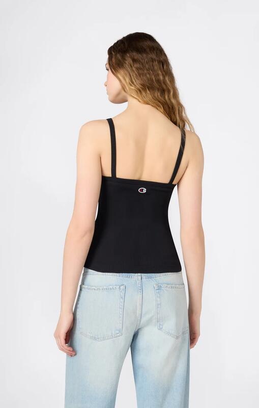 Canotta Donna Icons a Costina Stretch Nera Vestibilità Fitted Logo Ricamato  XS 3/3