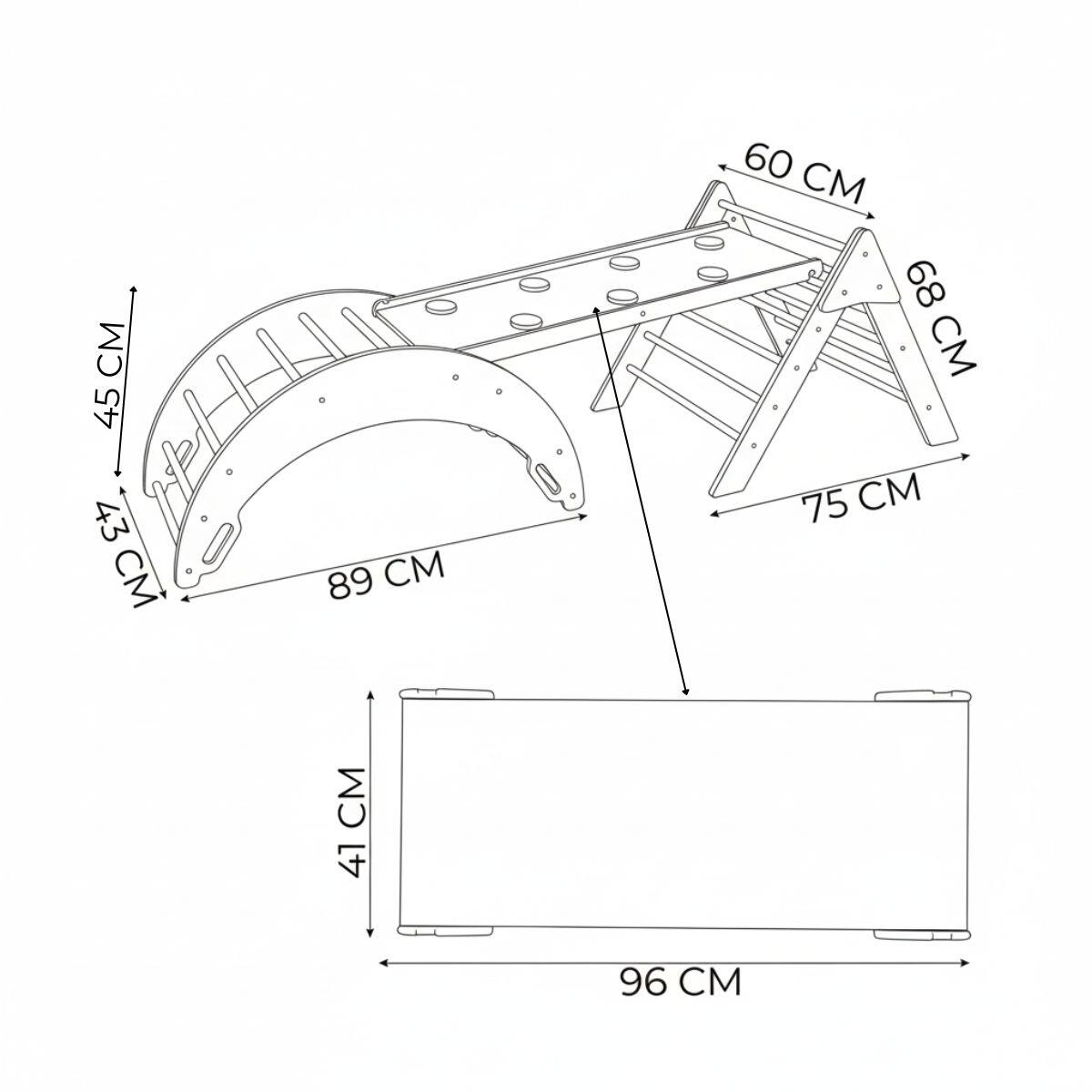 Moon Max Indoor Klettergerüst Holz 4in1 für Kinder 3/7