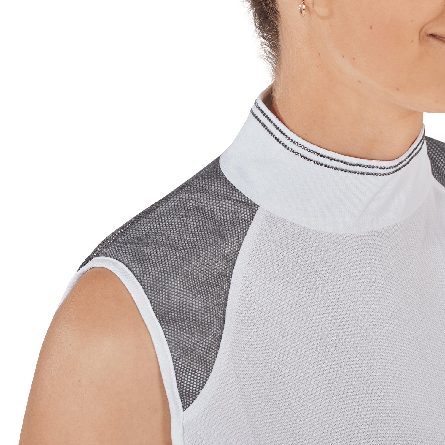 Turniershirt Damen Salea, ärmellos weiß (grau) 3/4