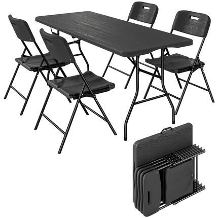 Ensemble table et chaises de camping 5 pièces avec table pliante et 4 chaises, e