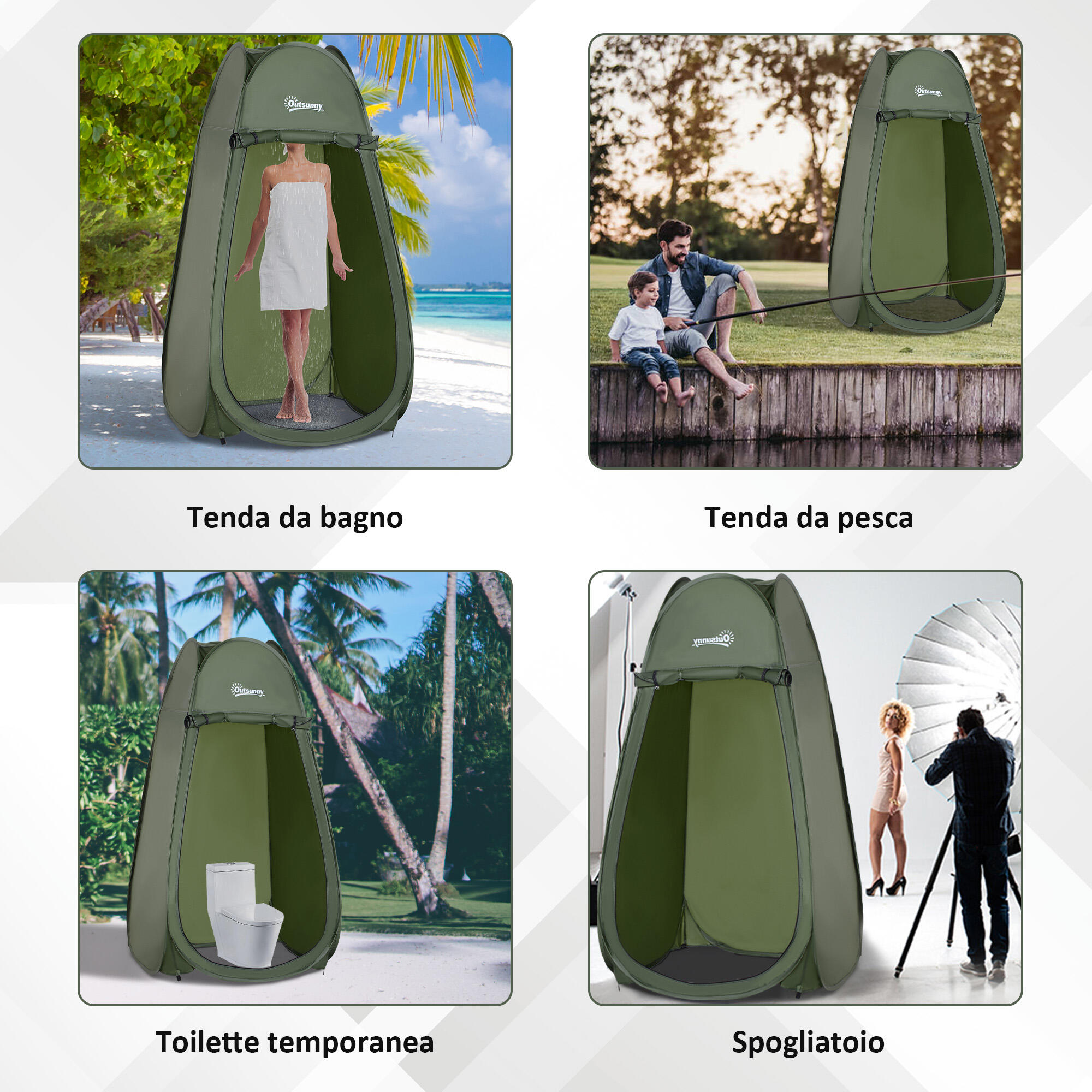 Outsunny Tenda da Doccia Pop Up Impermeabile in Poliestere Verde Militare 7/7