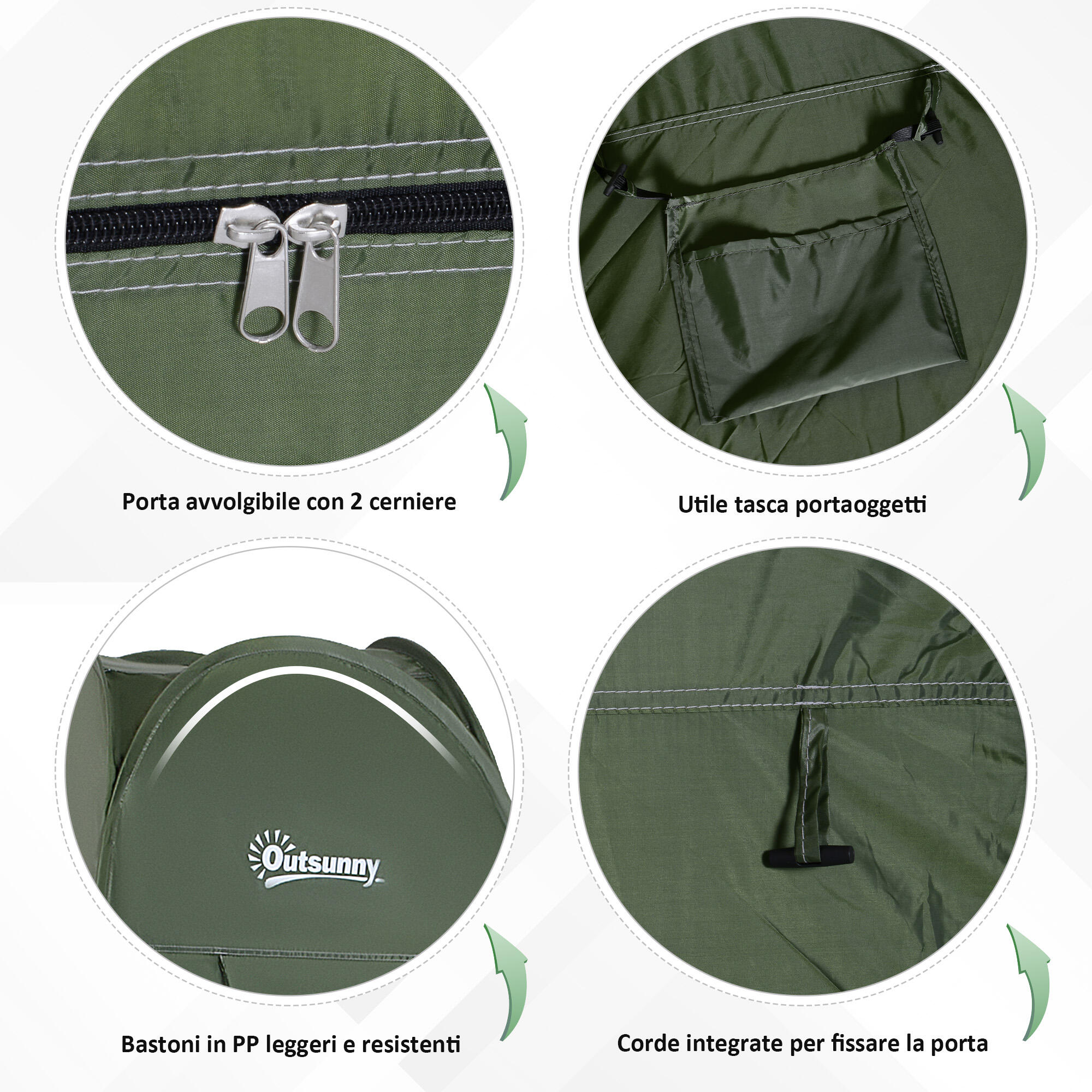 Outsunny Tenda da Doccia Pop Up Impermeabile in Poliestere Verde Militare 5/7