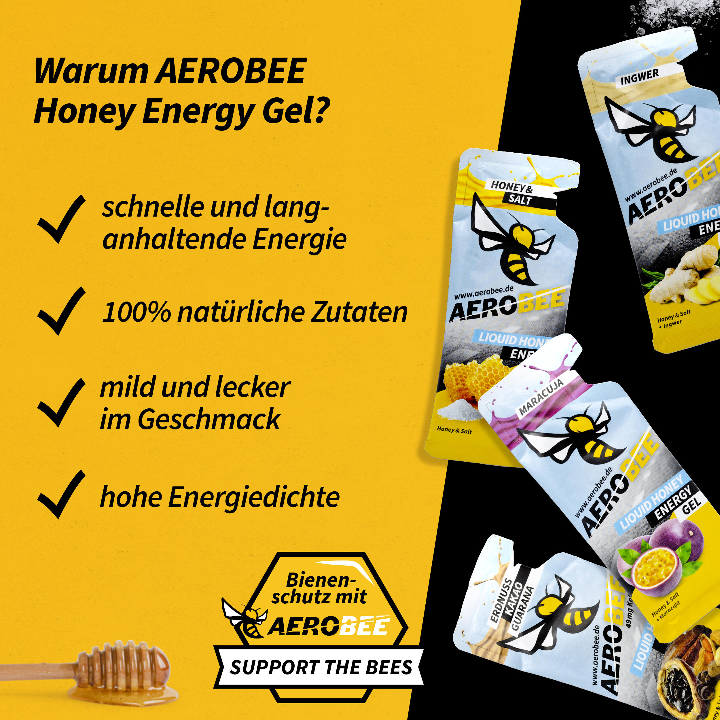 4er Probierpaket AEROBEE LIQUID Energy Gel 3/7