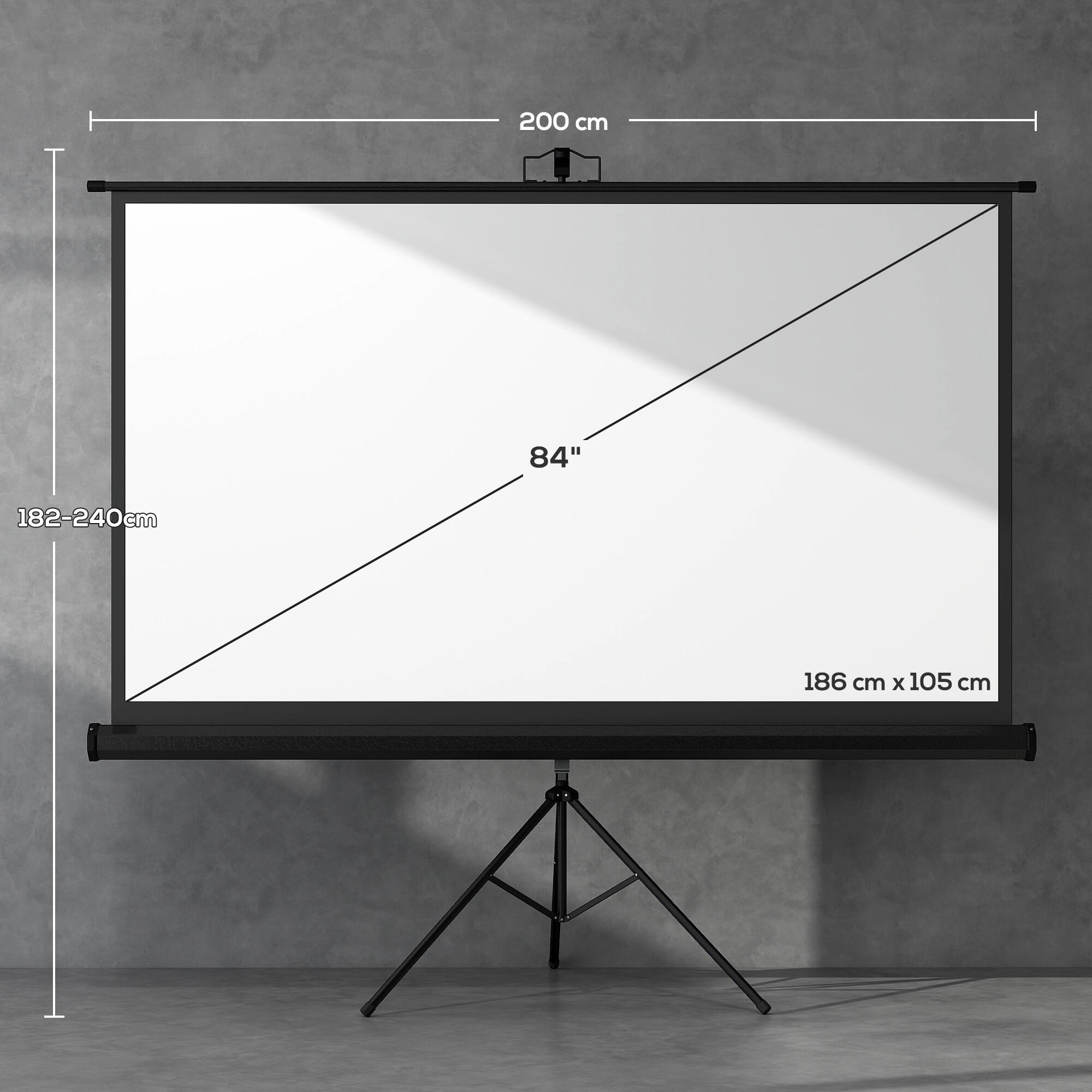 Pantalla de Proyector HOMCOM 200x8x118 cm Negro 3/5