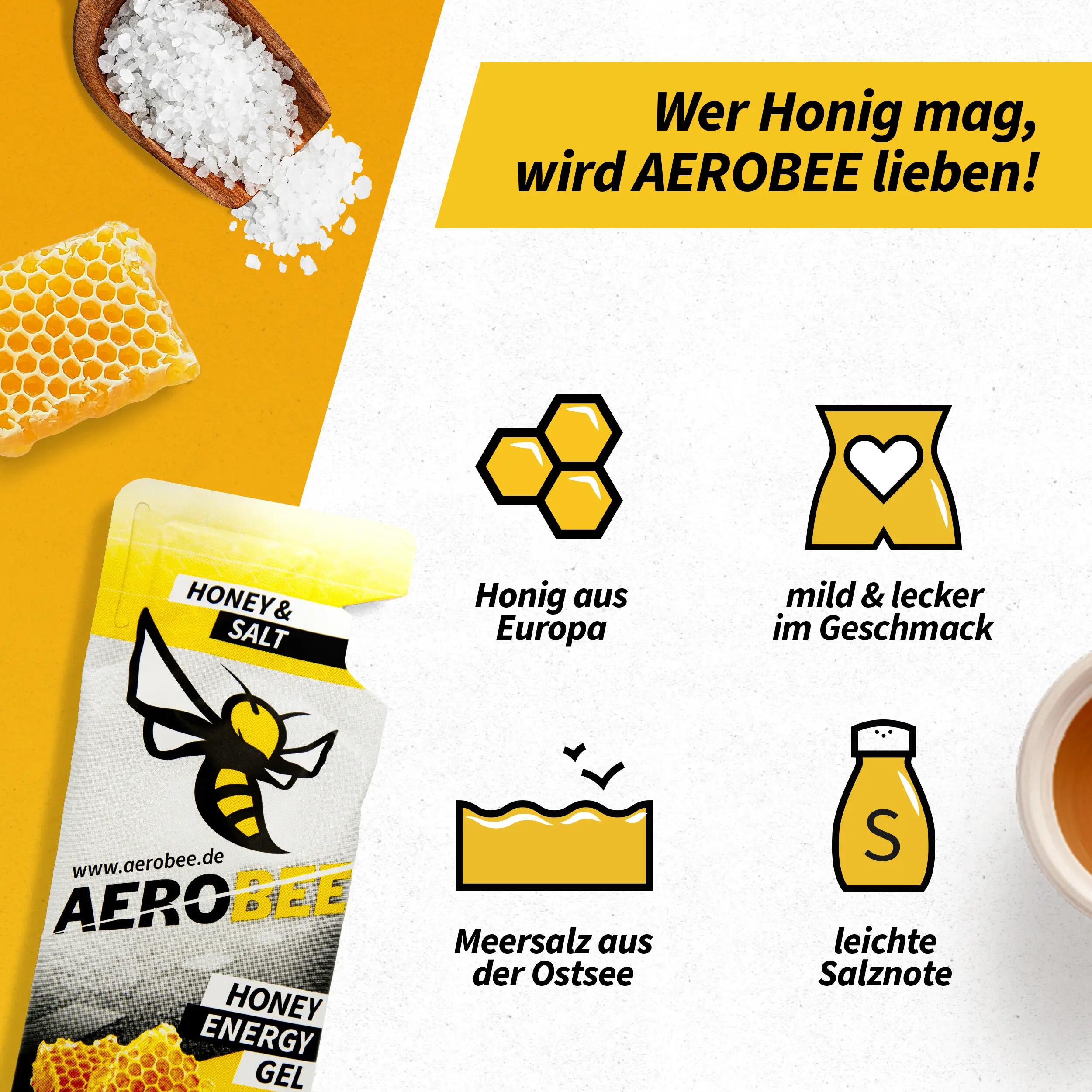 10er Pack AEROBEE Honey & Salt Energy Gel 2/7