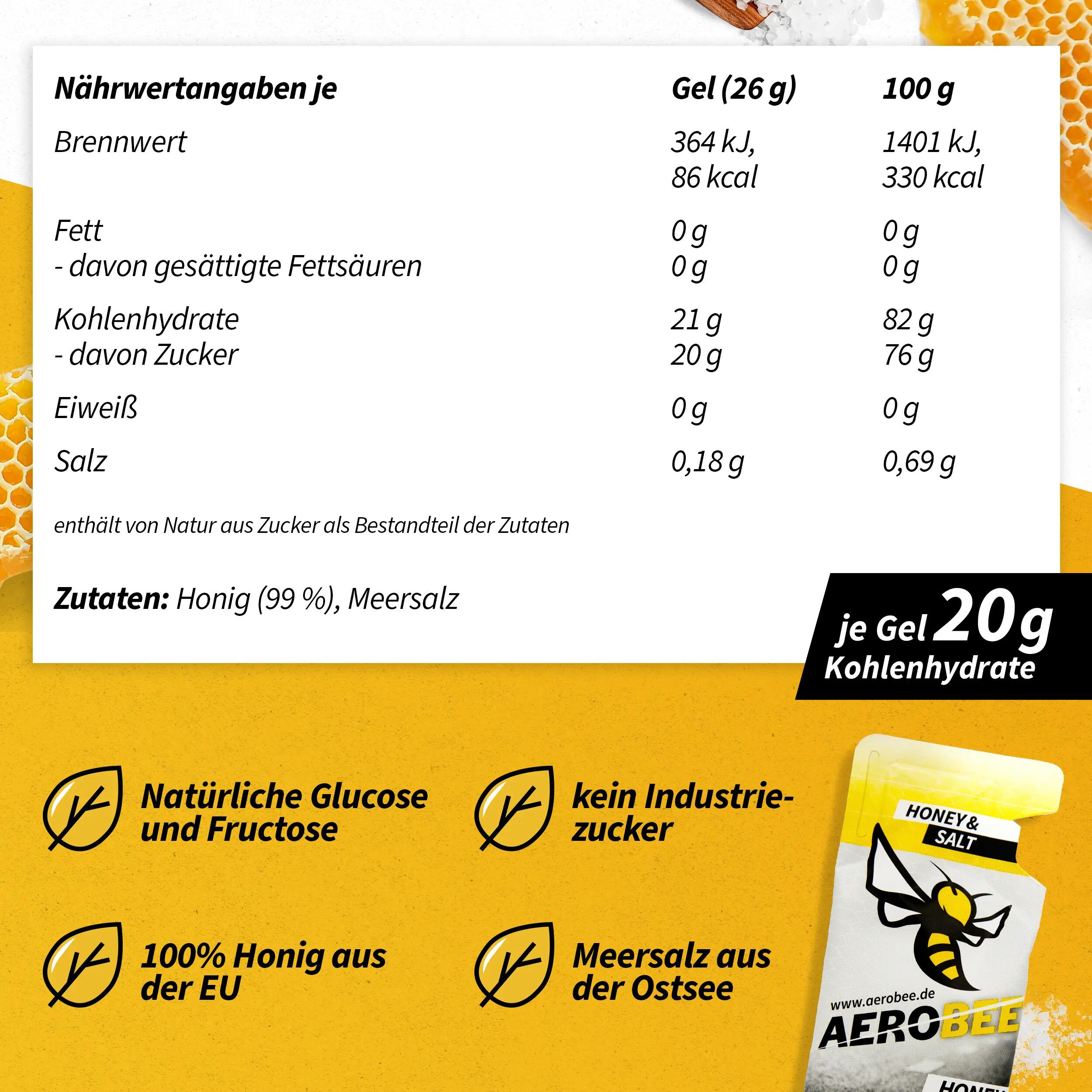 10er Pack AEROBEE Honey & Salt Energy Gel 5/7
