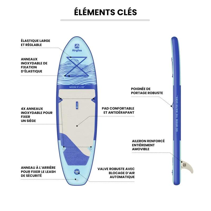 SUP Kayak Gonfiabile Airgliss 11' MOON - Full Pack 2-in-1 - Max 170kg 5/6