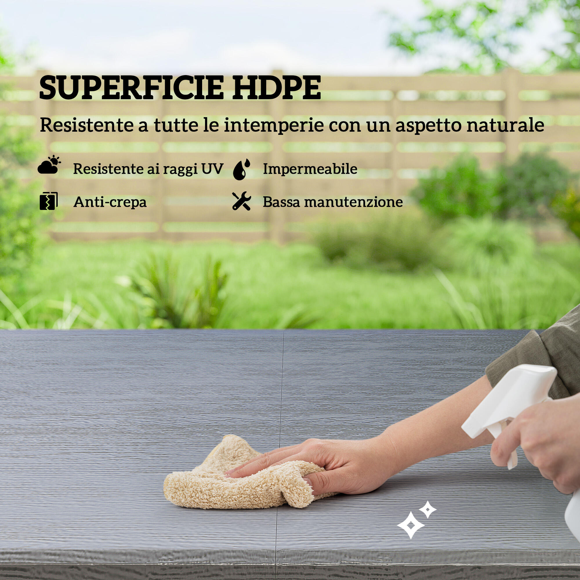 Outsunny Set Tavolo Regolabile e 4 Sedie da Esterno Pieghevoli in HDPE Grigio 7/7