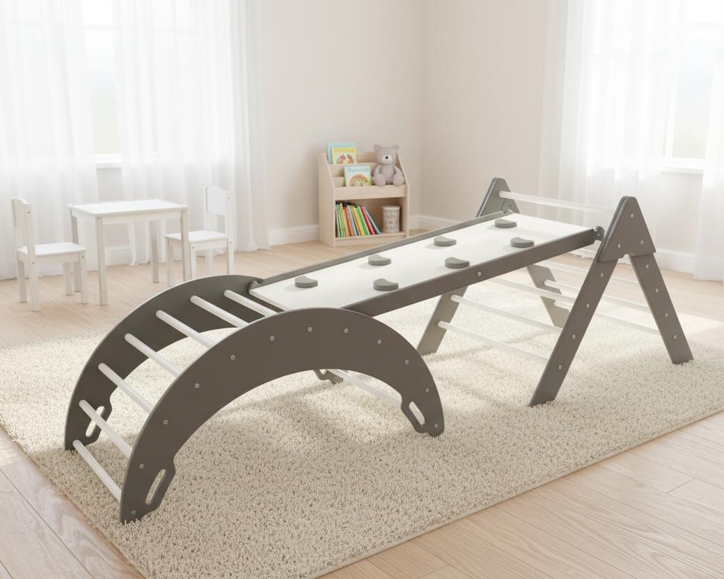 Moon Max Indoor Klettergerüst Holz 4in1 für Kinder 2/7