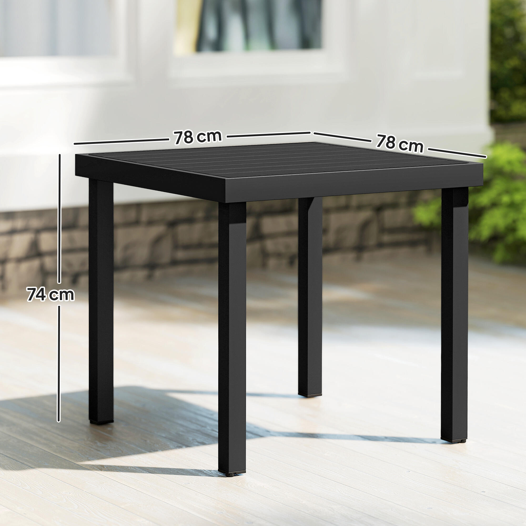 Outsunny Tavolo da Esterno per 4 Persone da 78x78 cm, Nero 3/7