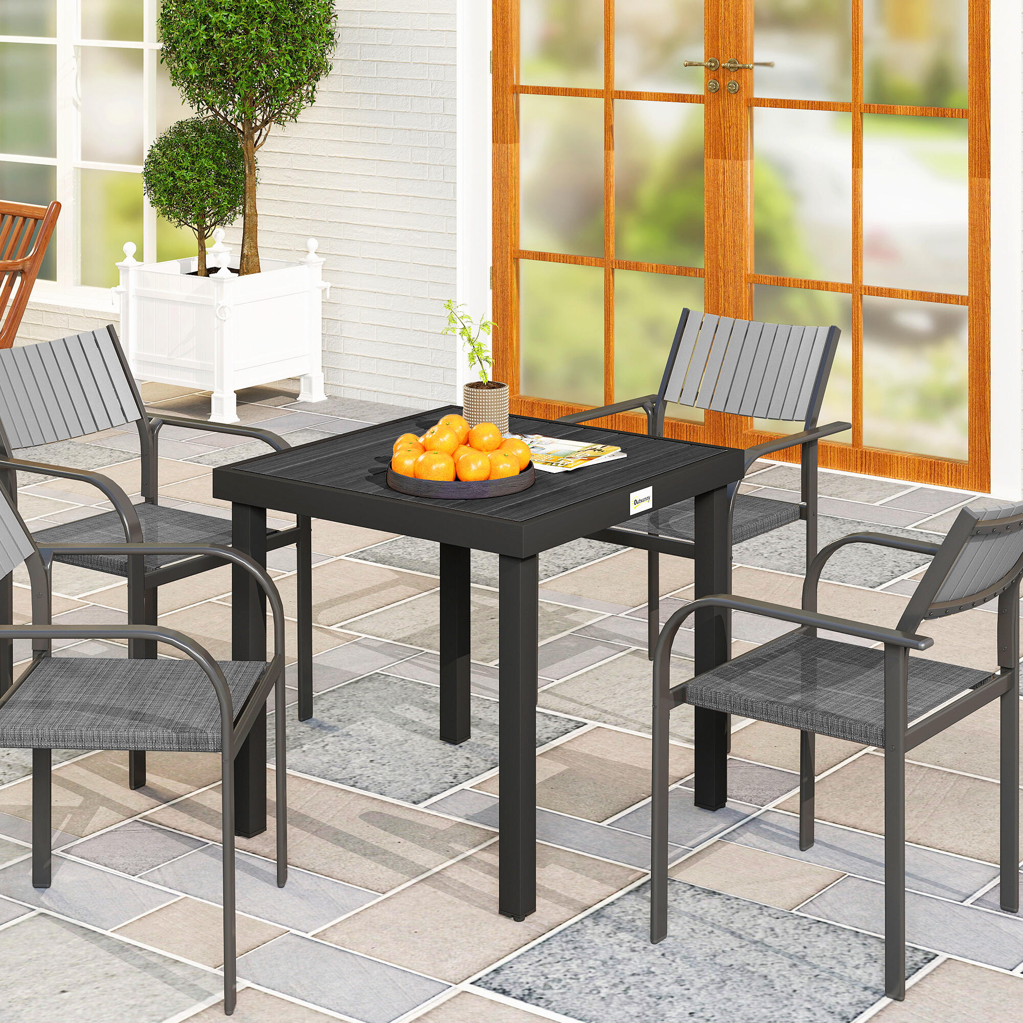 Outsunny Tavolo da Esterno per 4 Persone da 78x78 cm, Nero 2/7