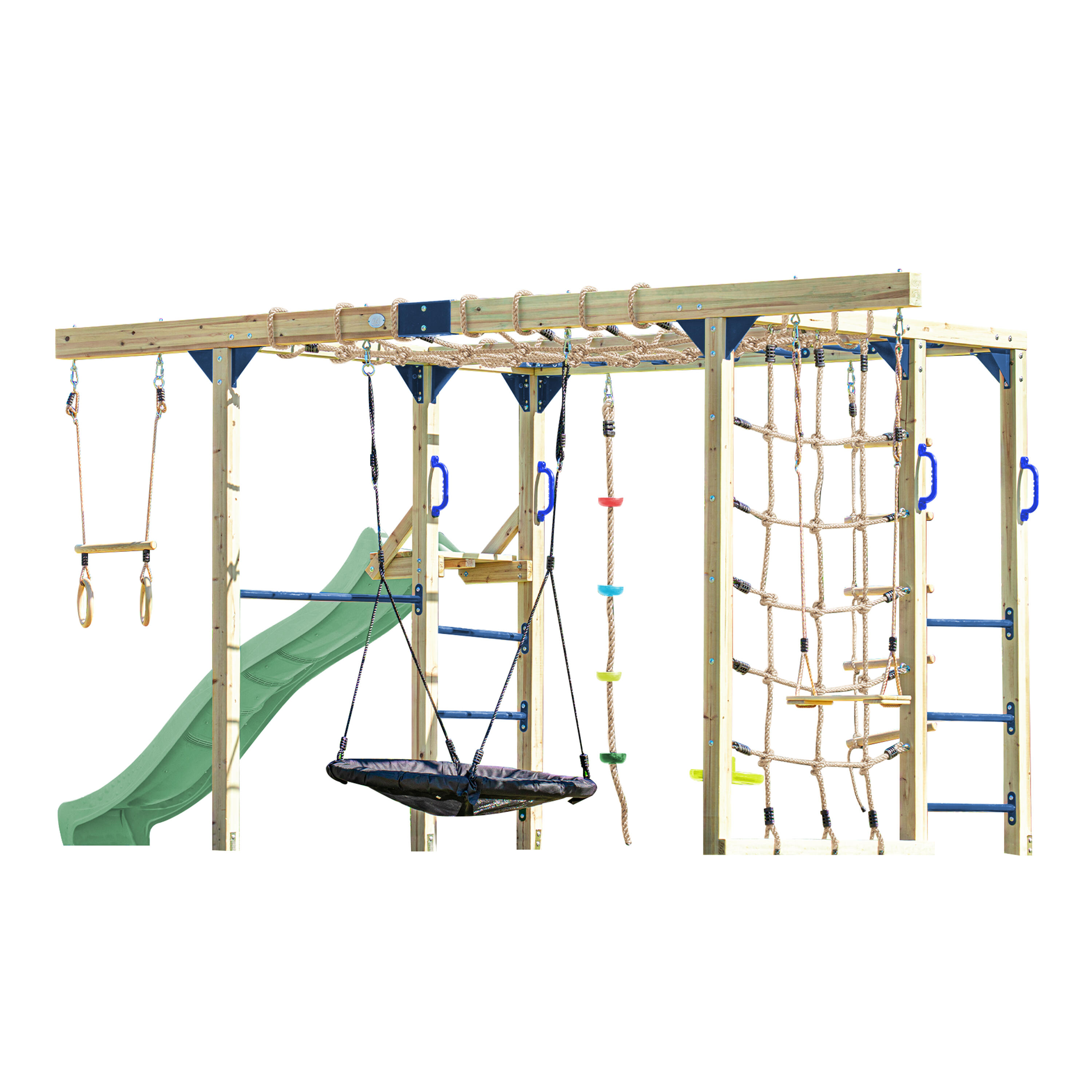 Aire de jeux Boris en Bois/Structure d'escalade - Toboggan Vert 2/7