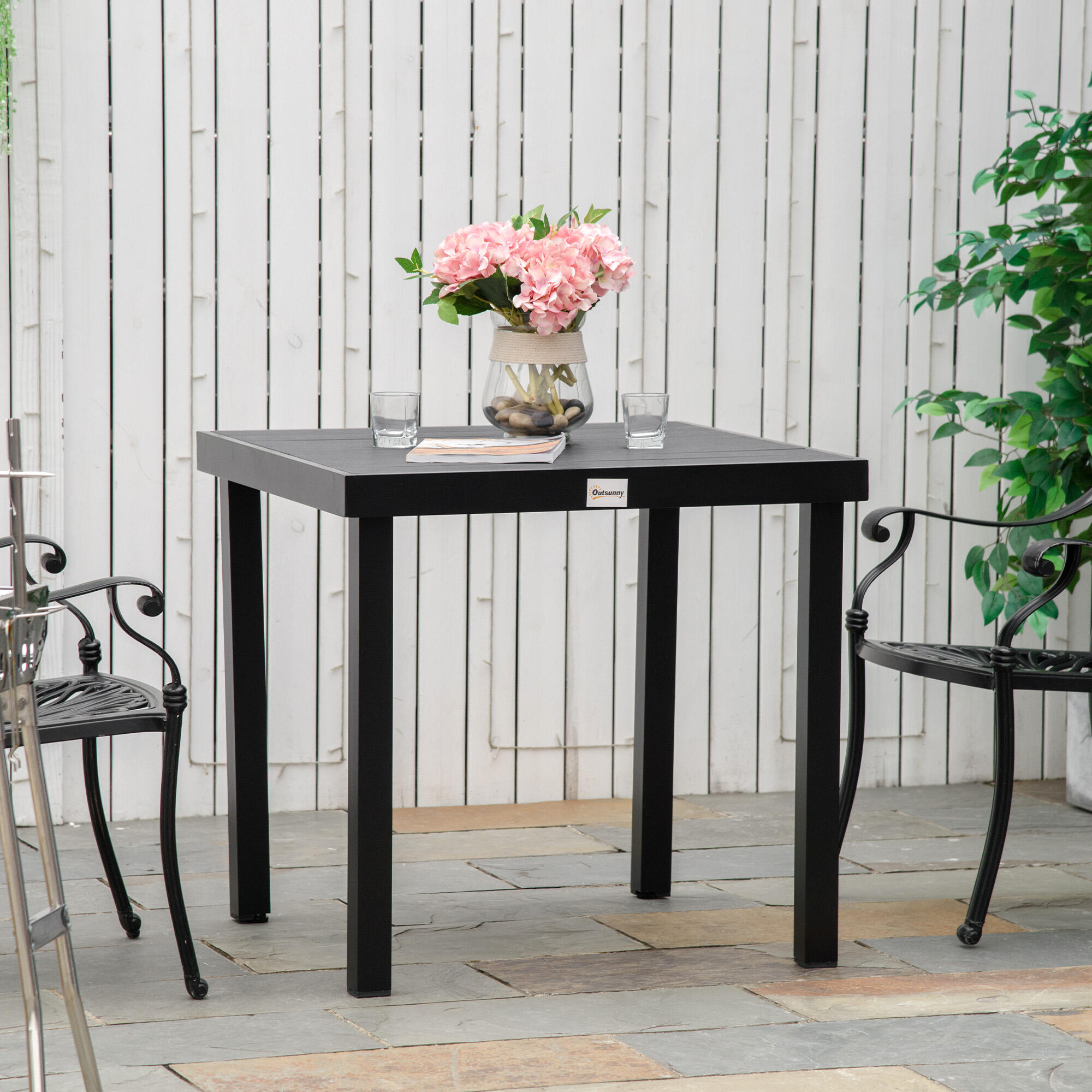 Outsunny Tavolo da Esterno per 4 Persone da 78x78 cm, Nero 7/7