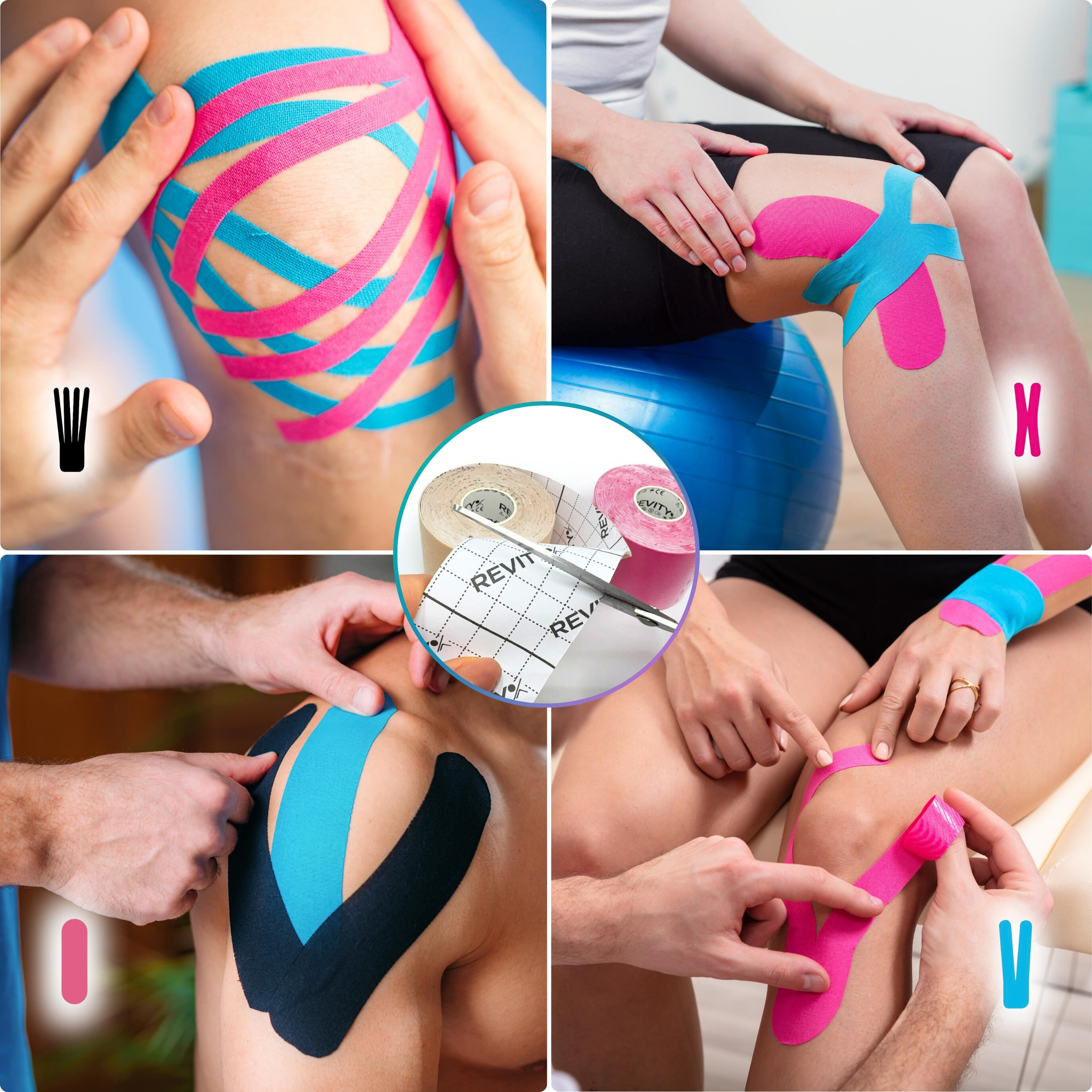 Cinta kinesiológica 5 m × 5 cm, venda de sujeción Kinesiotape - Recovery Tape x3 6/7