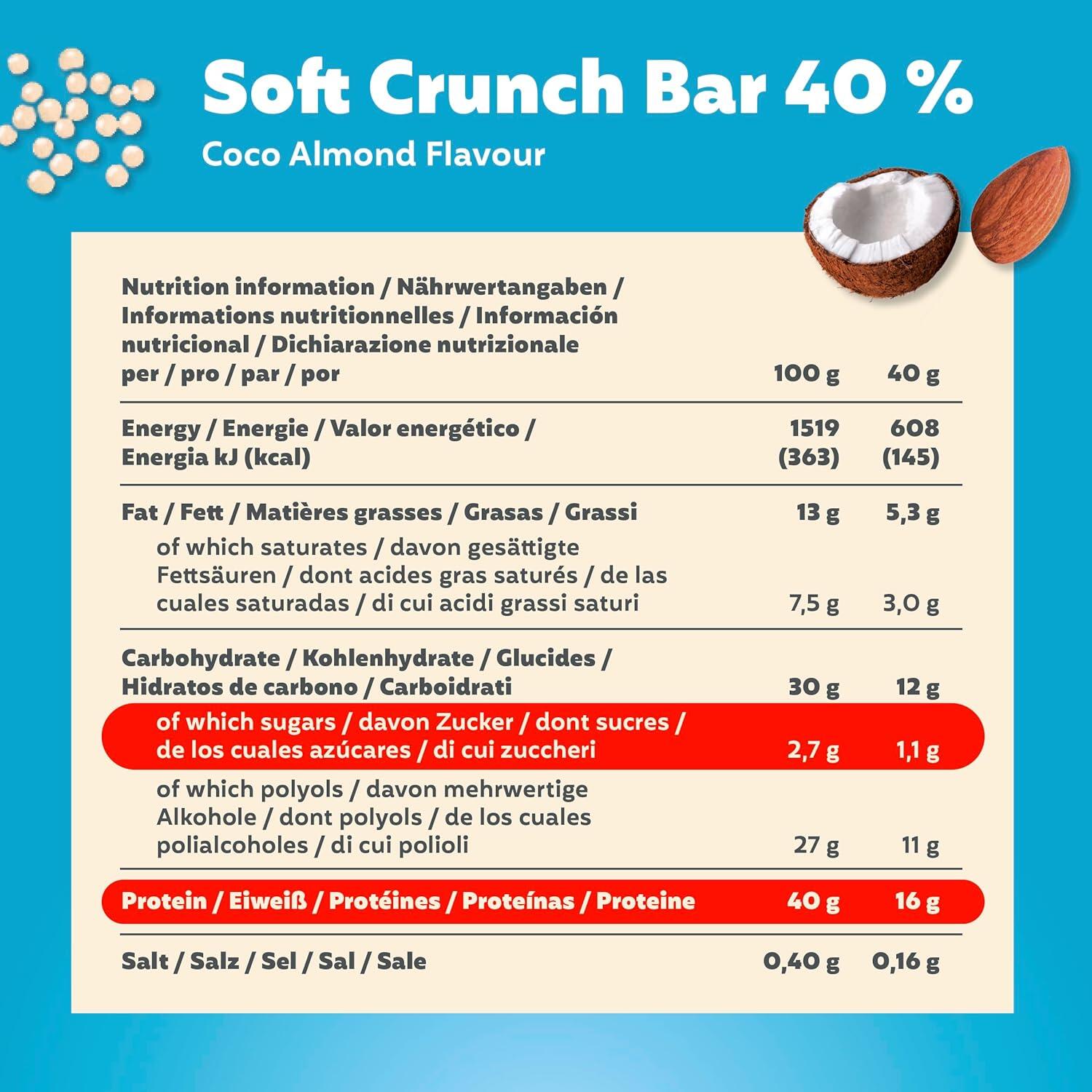 24x40g Energieriegel Soft Crunch Bar 40% Coco Almond 5/5