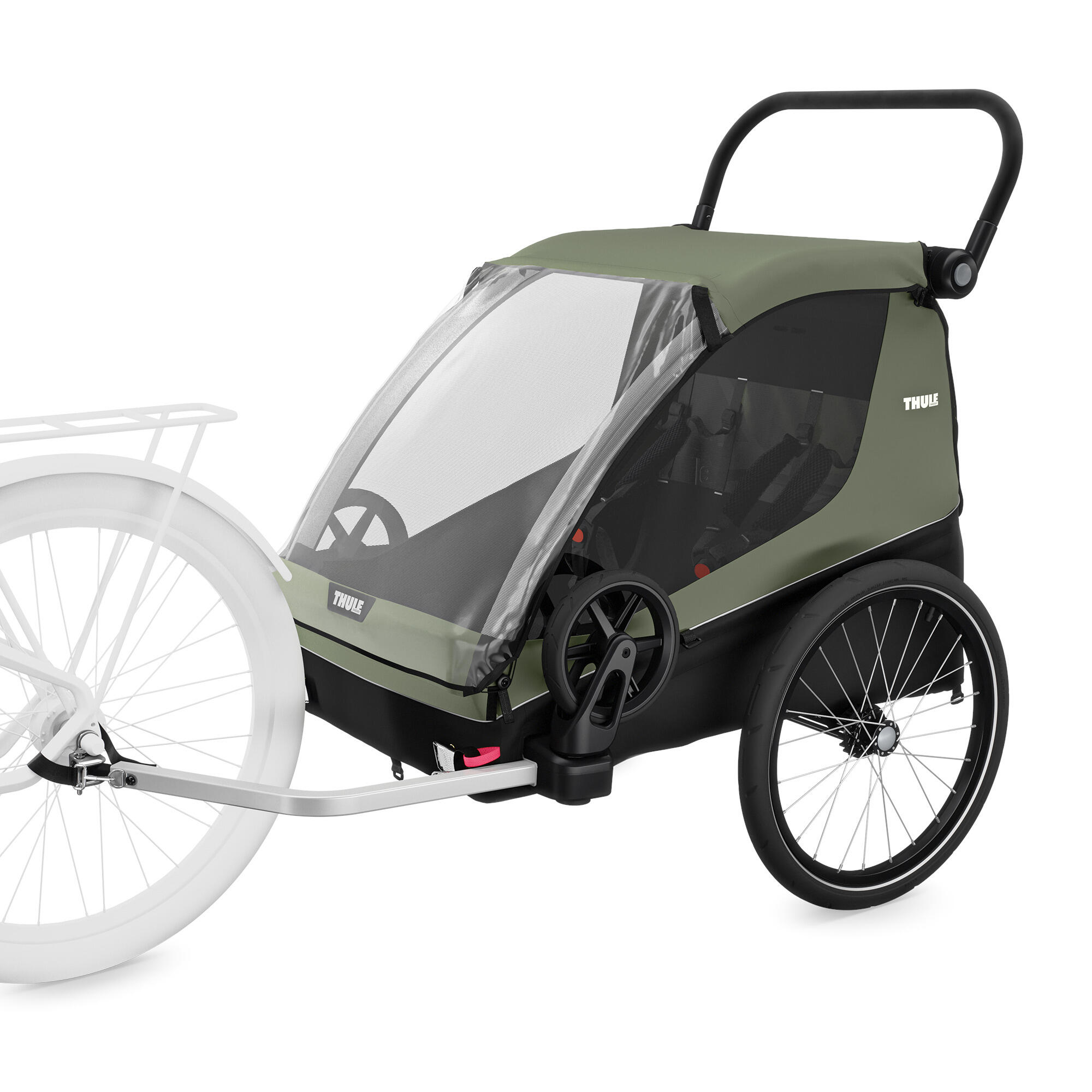 Remolque de bicicleta THULE Courier en verde vintage 2/7