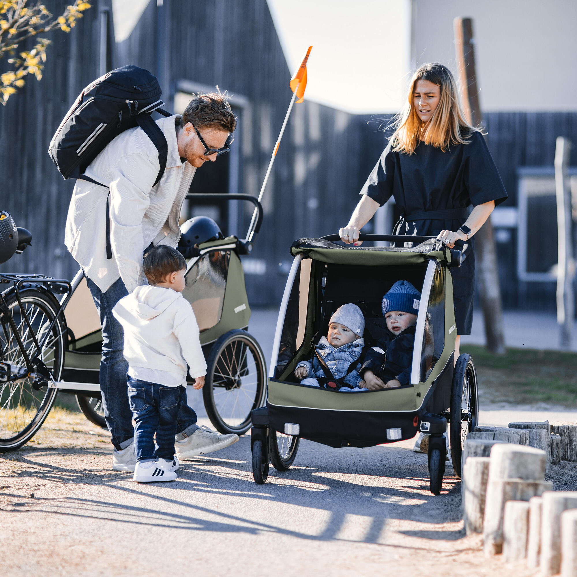 Remolque de bicicleta THULE Courier en verde vintage 6/7