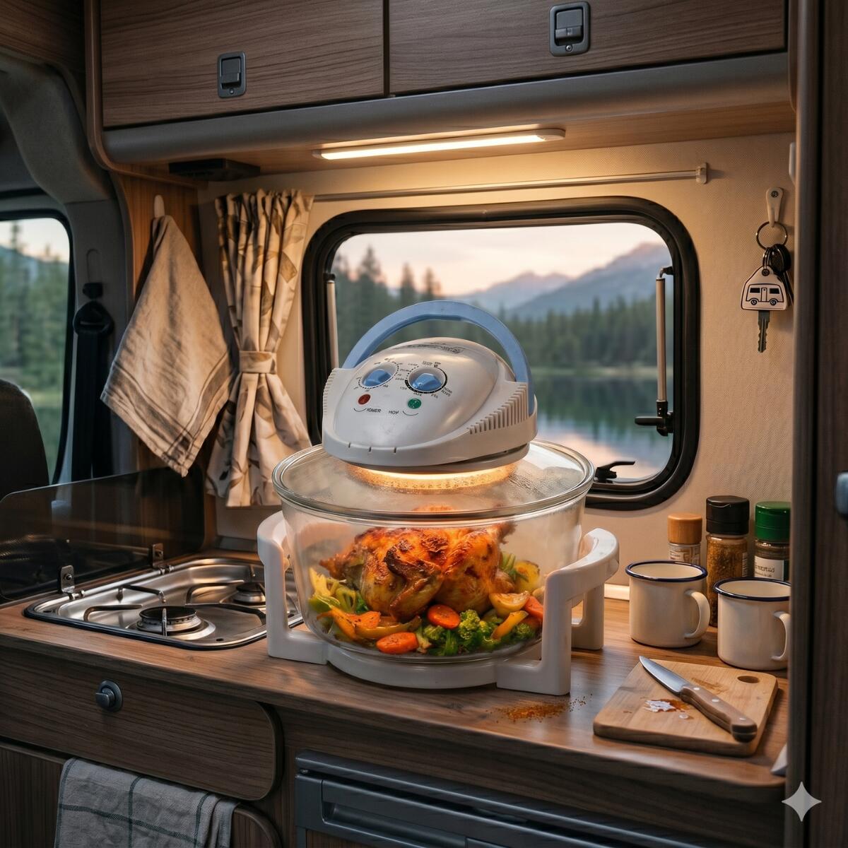 Forno de convecção de halogéneo ideal para campismo, autocaravanas e cozinhas co 4/6