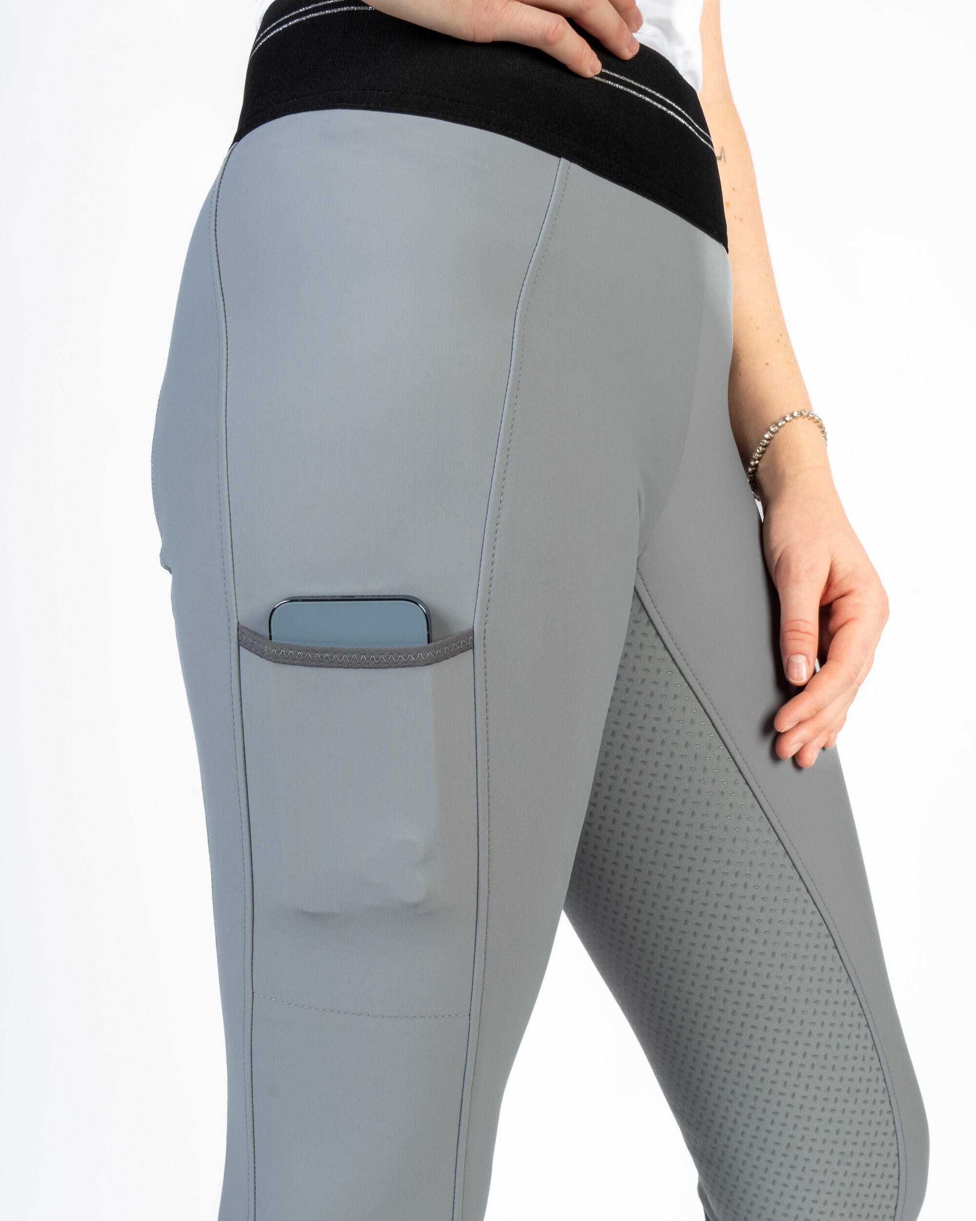 Reitleggings Damen Gia Athleisure Vollgrip silber/grau 6/6