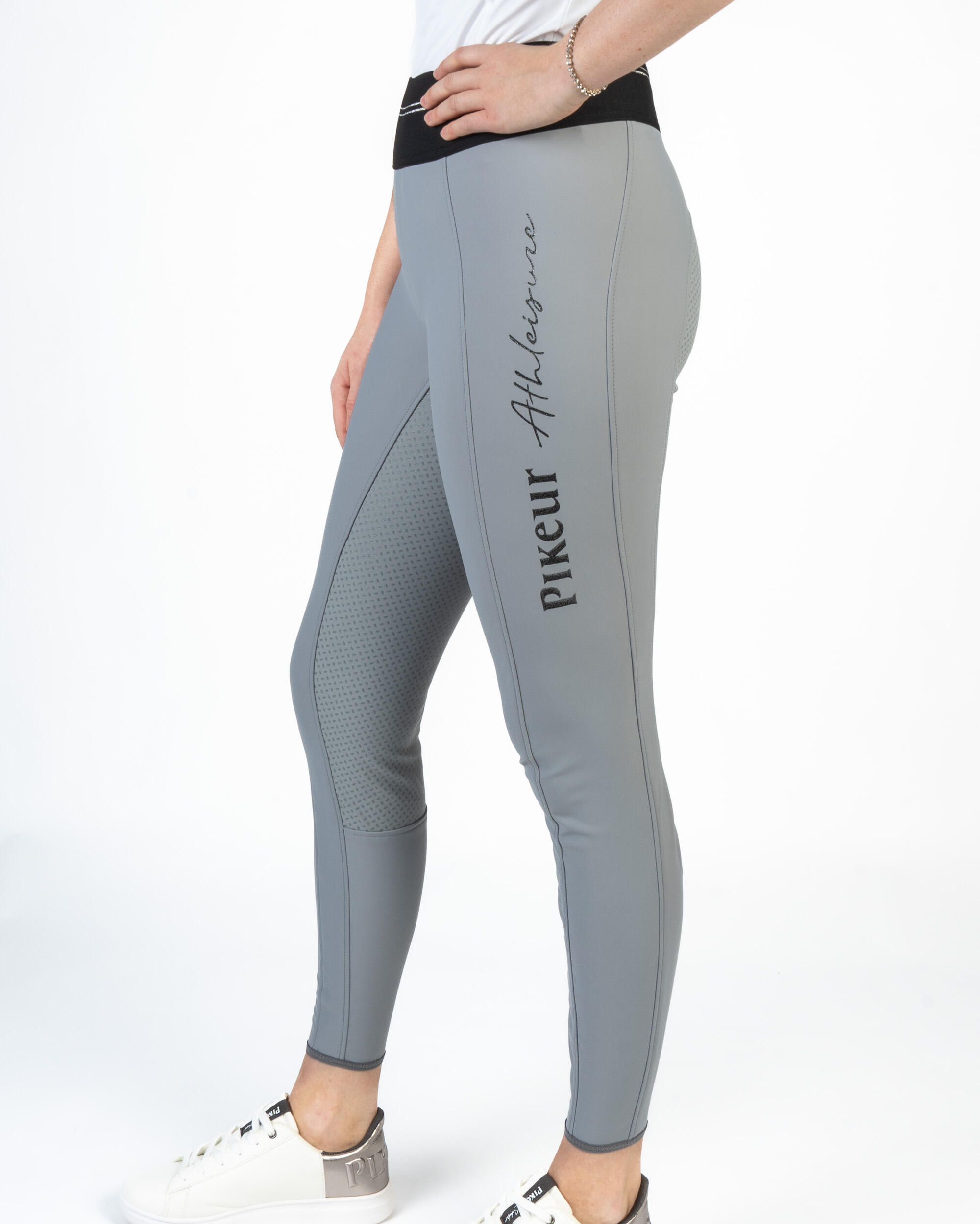 Reitleggings Damen Gia Athleisure Vollgrip silber/grau 4/6