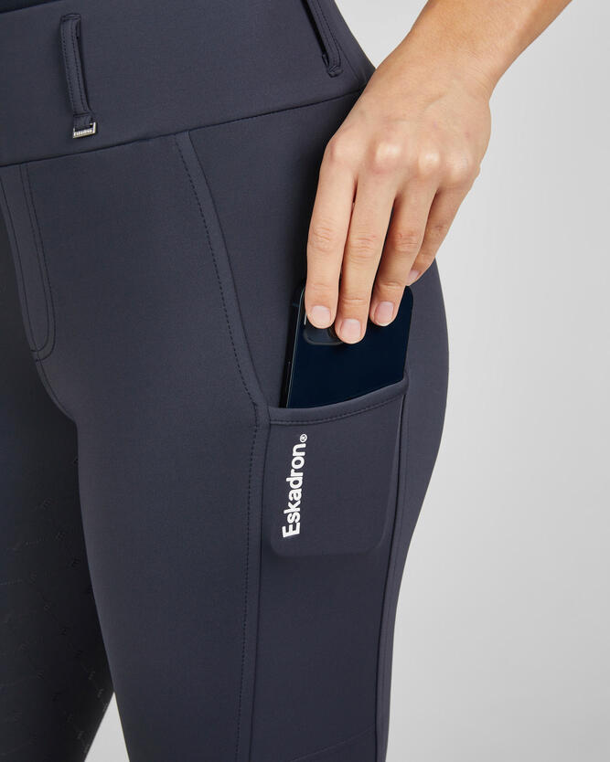 Reitleggins Damen Classic Sports Vollgrip dunkelblau 5/6